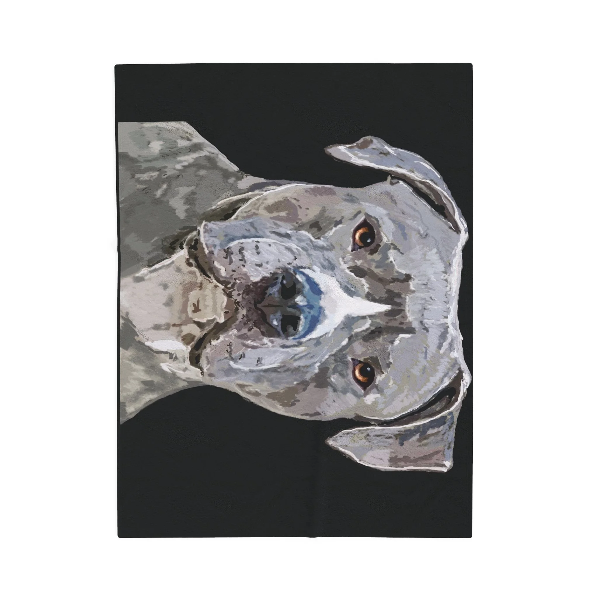 Pit Bull Watercolor Portrait Velveteen Plush Blanket