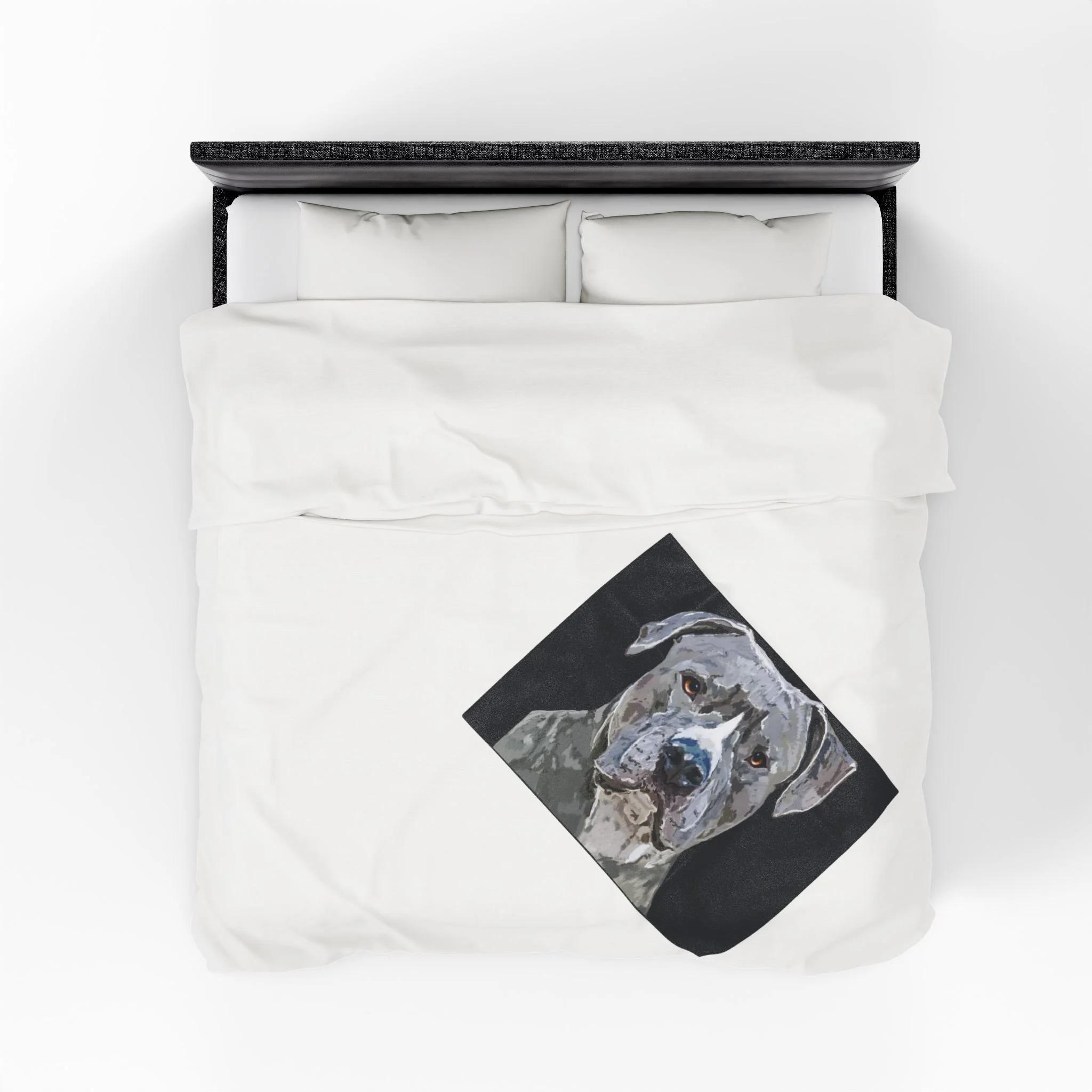 small Pit Bull Watercolor Portrait Velveteen Plush Blanket