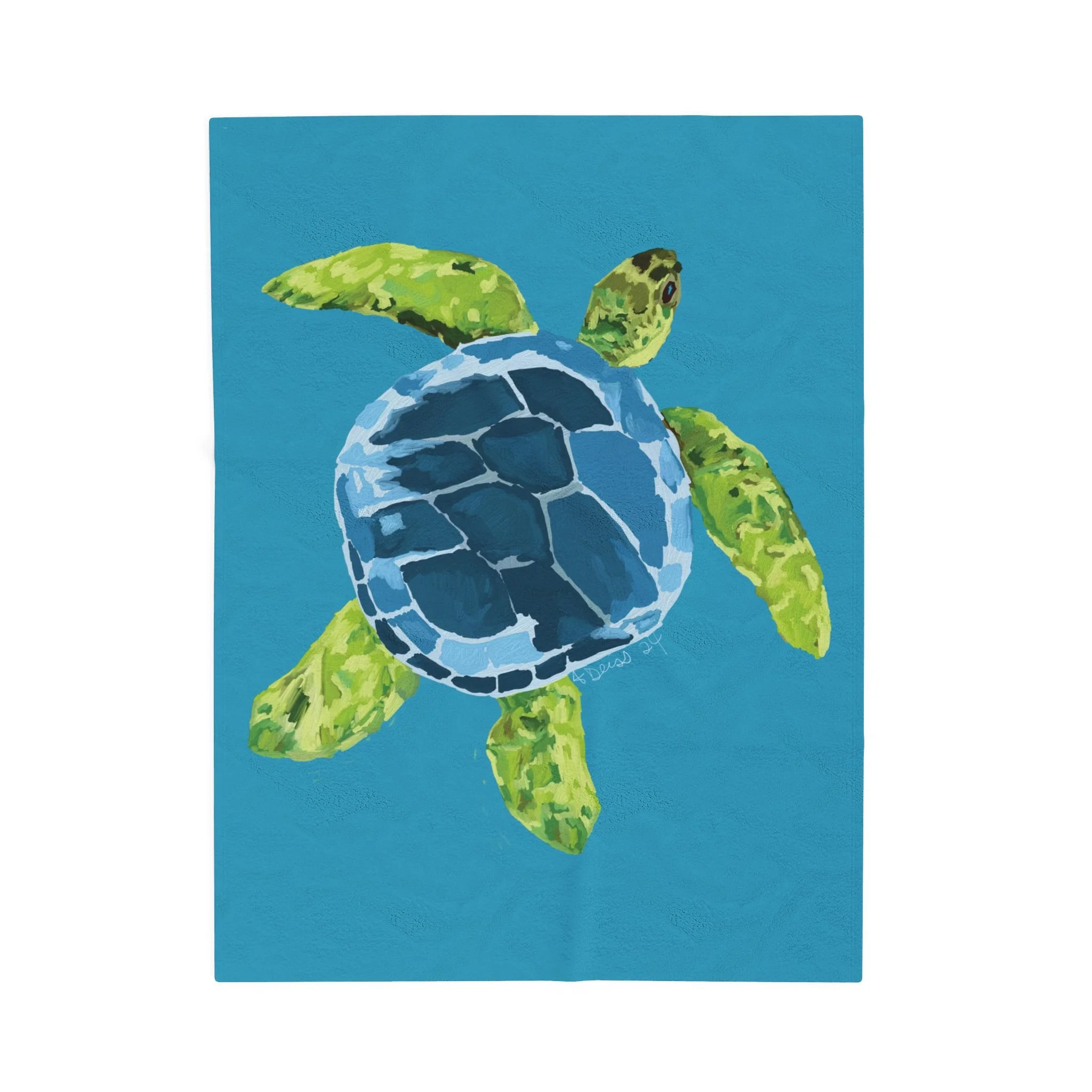 Sea Turtle Velveteen Plush Blanket — Soft Coastal Throw for Beach Lovers 30" x 40"