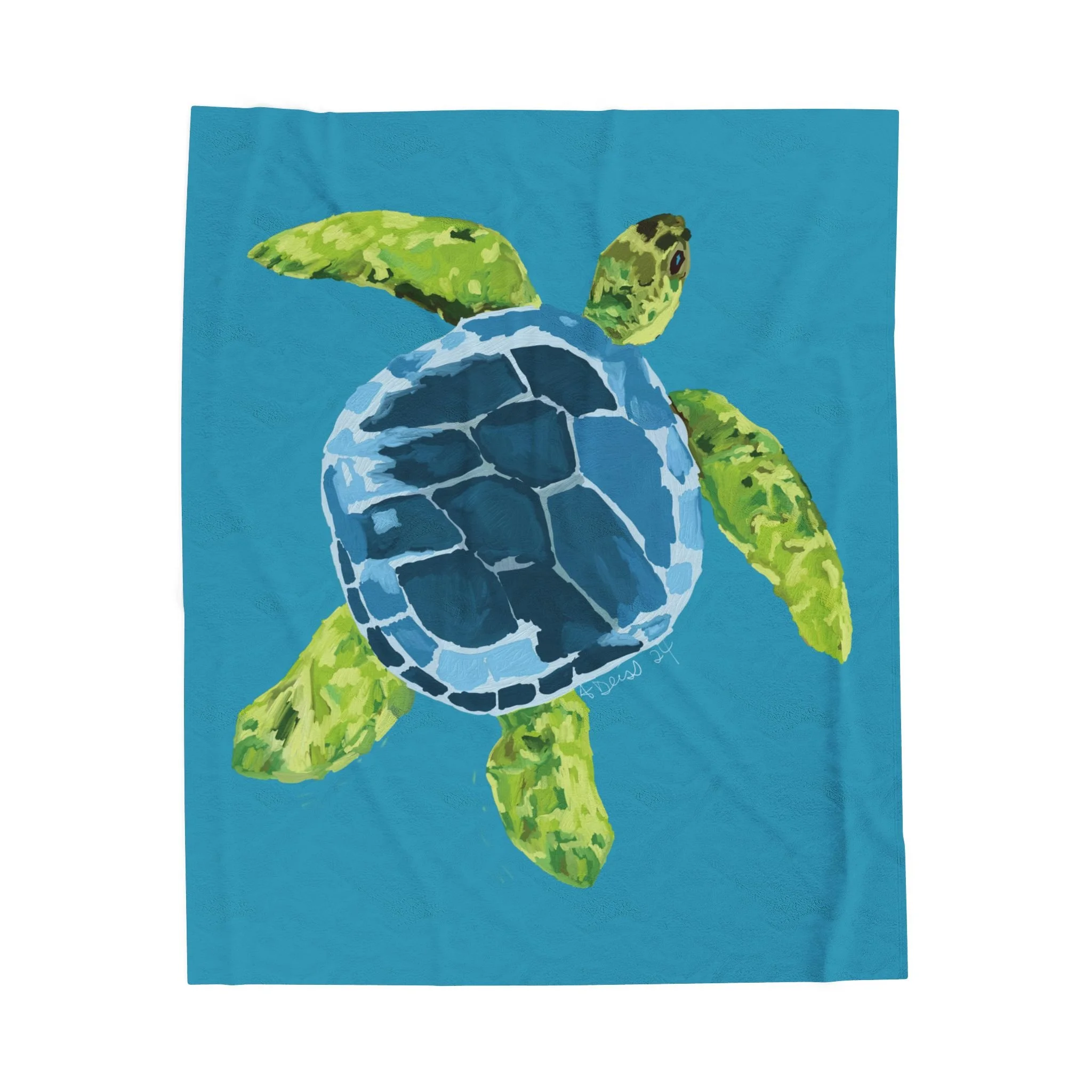 Sea Turtle Velveteen Plush Blanket — Soft Coastal Throw for Beach Lovers