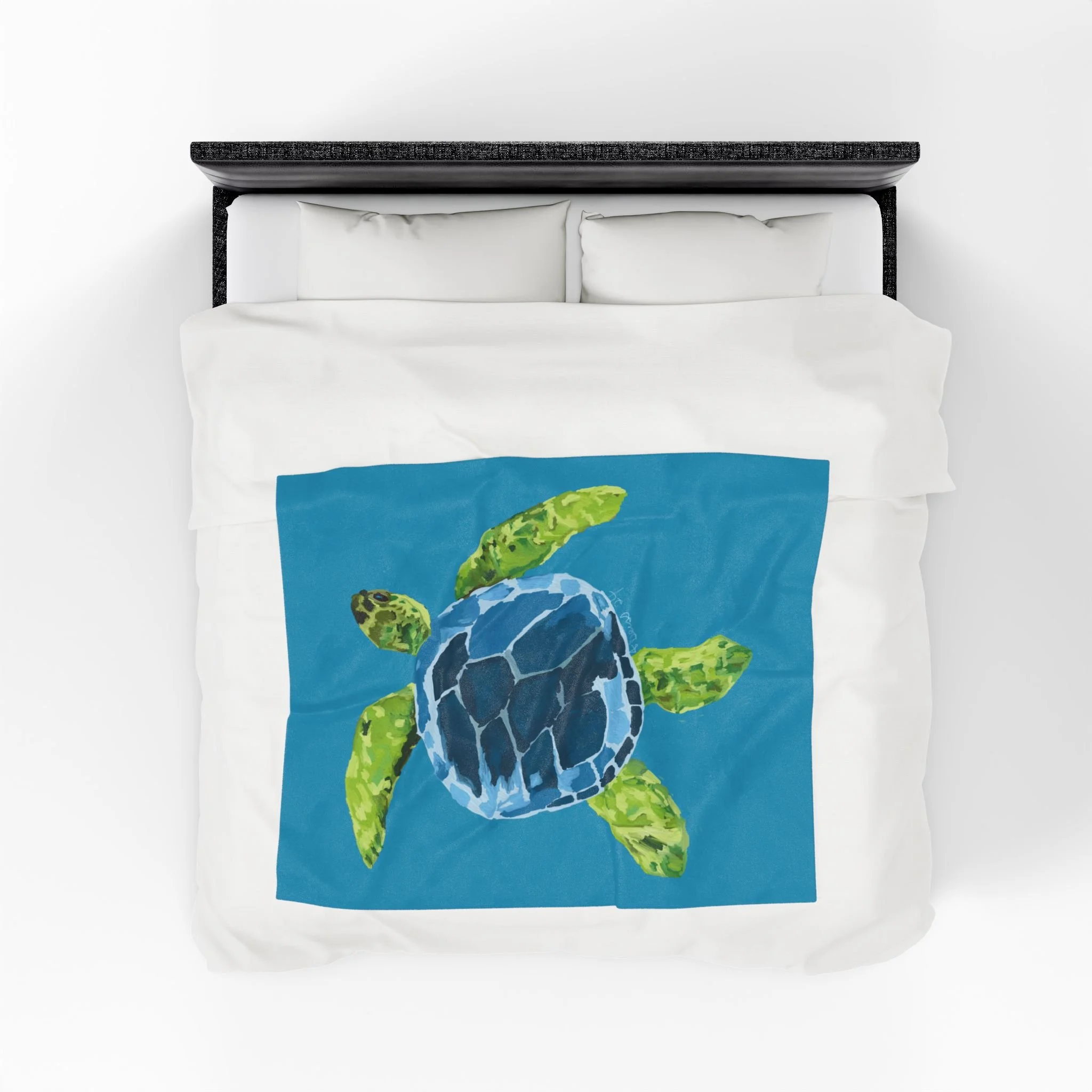 Sea Turtle Velveteen Plush Blanket — Soft Coastal Throw for Beach Lovers 50" x 60"