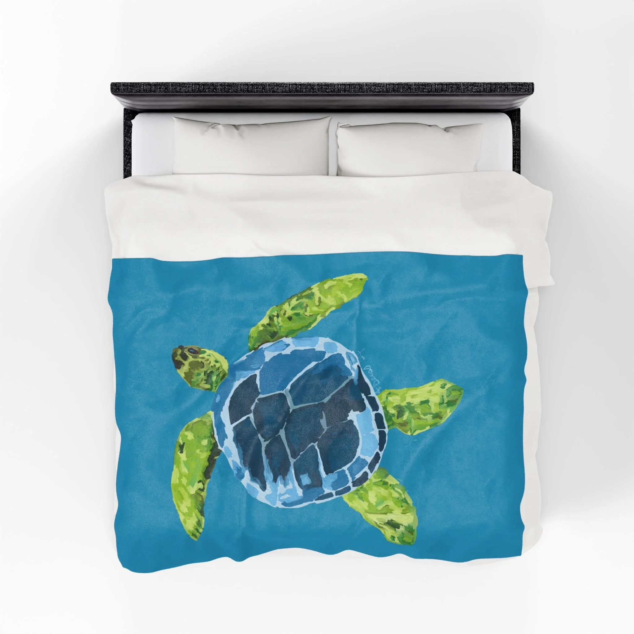 Sea Turtle Velveteen Plush Blanket — Soft Coastal Throw for Beach Lovers