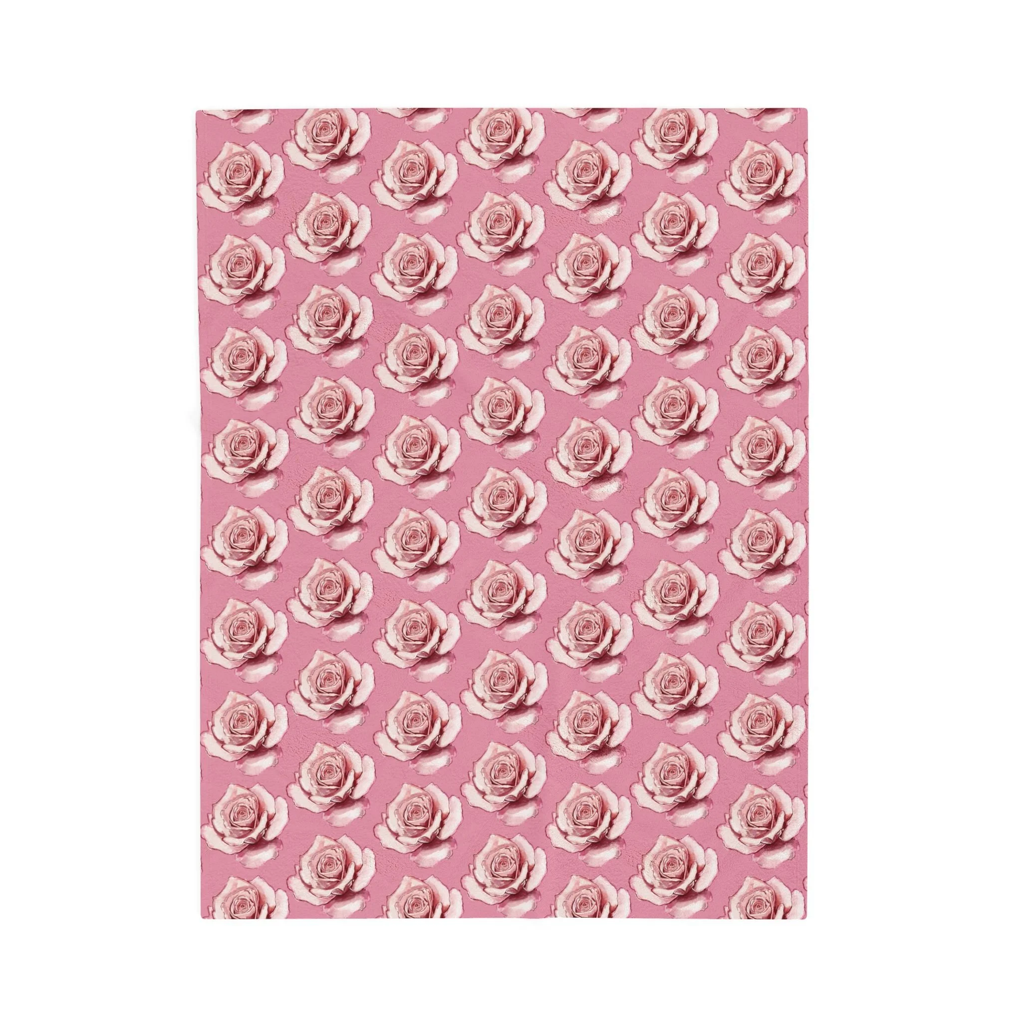 Pink Rose Pattern Velveteen Plush Blanket 30" x 40"