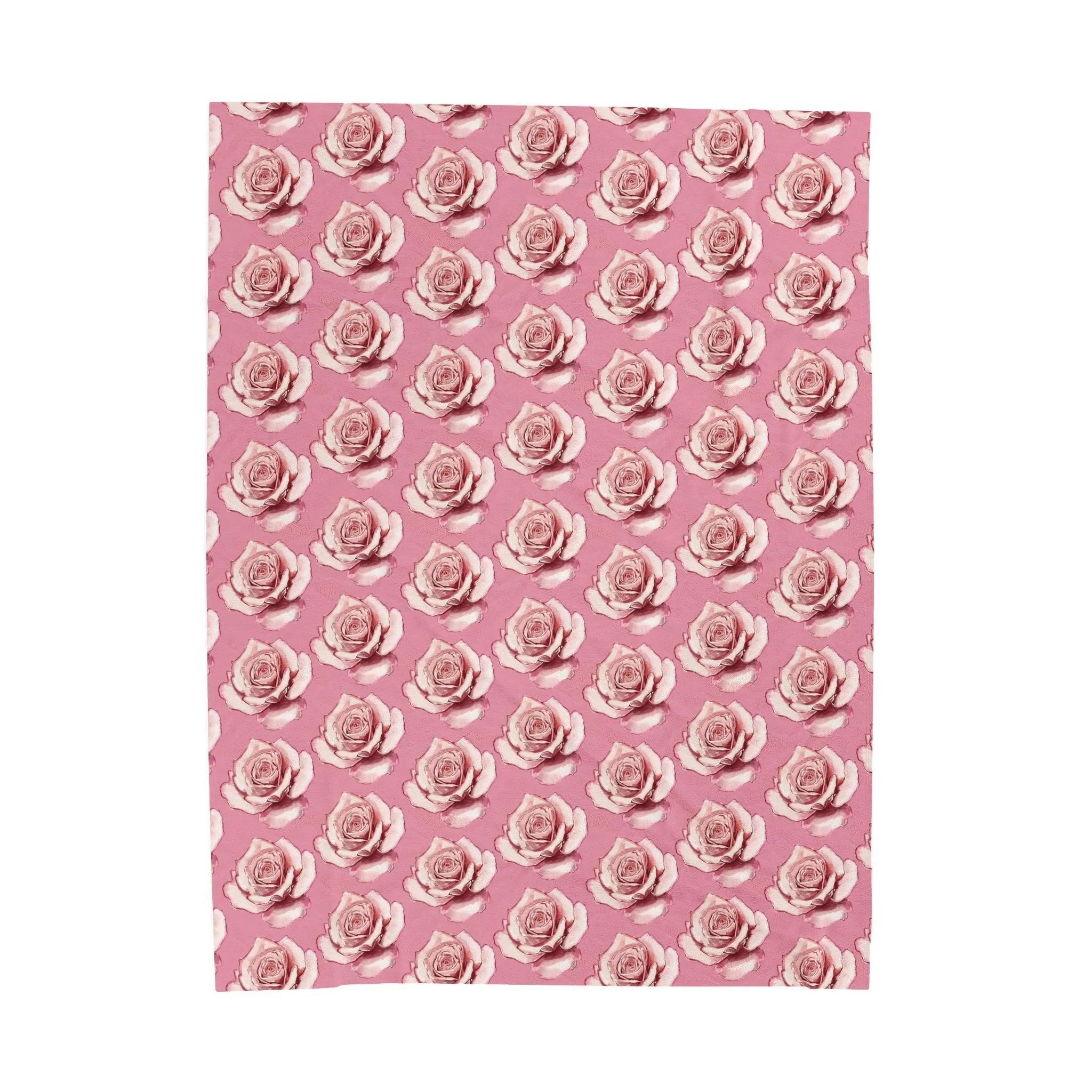 Medium Pink Rose Pattern Velveteen Plush Blanket  50" x 60"