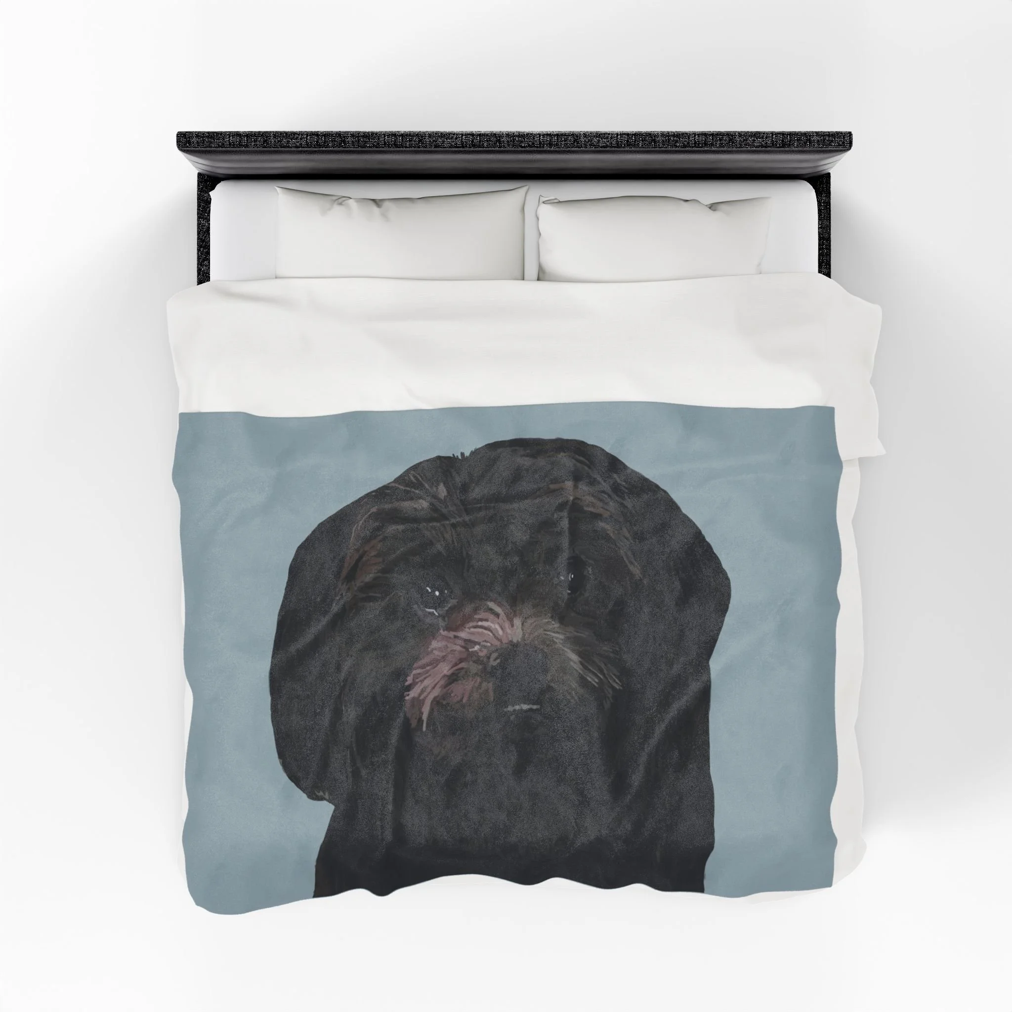 Black Maltipoo Portrait Velveteen Plush Blanket – Soft Dog Lover Throw