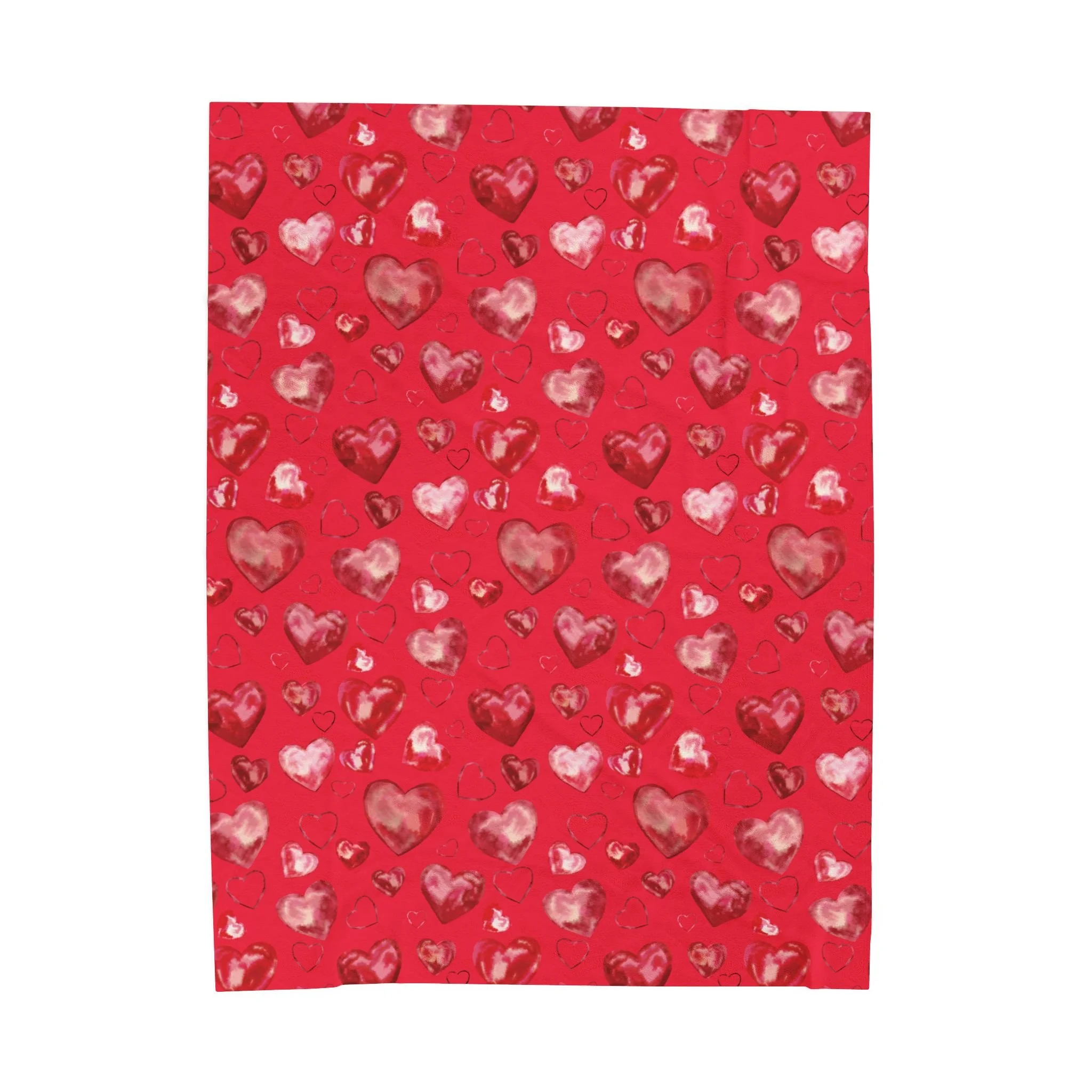 Valentine Red Heart Pattern Velveteen Plush Blanket 60" x 80"