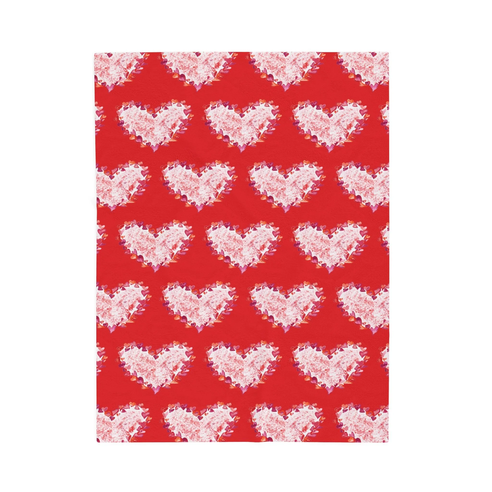 Heart Of Hearts Plush Blanket – Red Velveteen Cozy Throw 30" x 40"