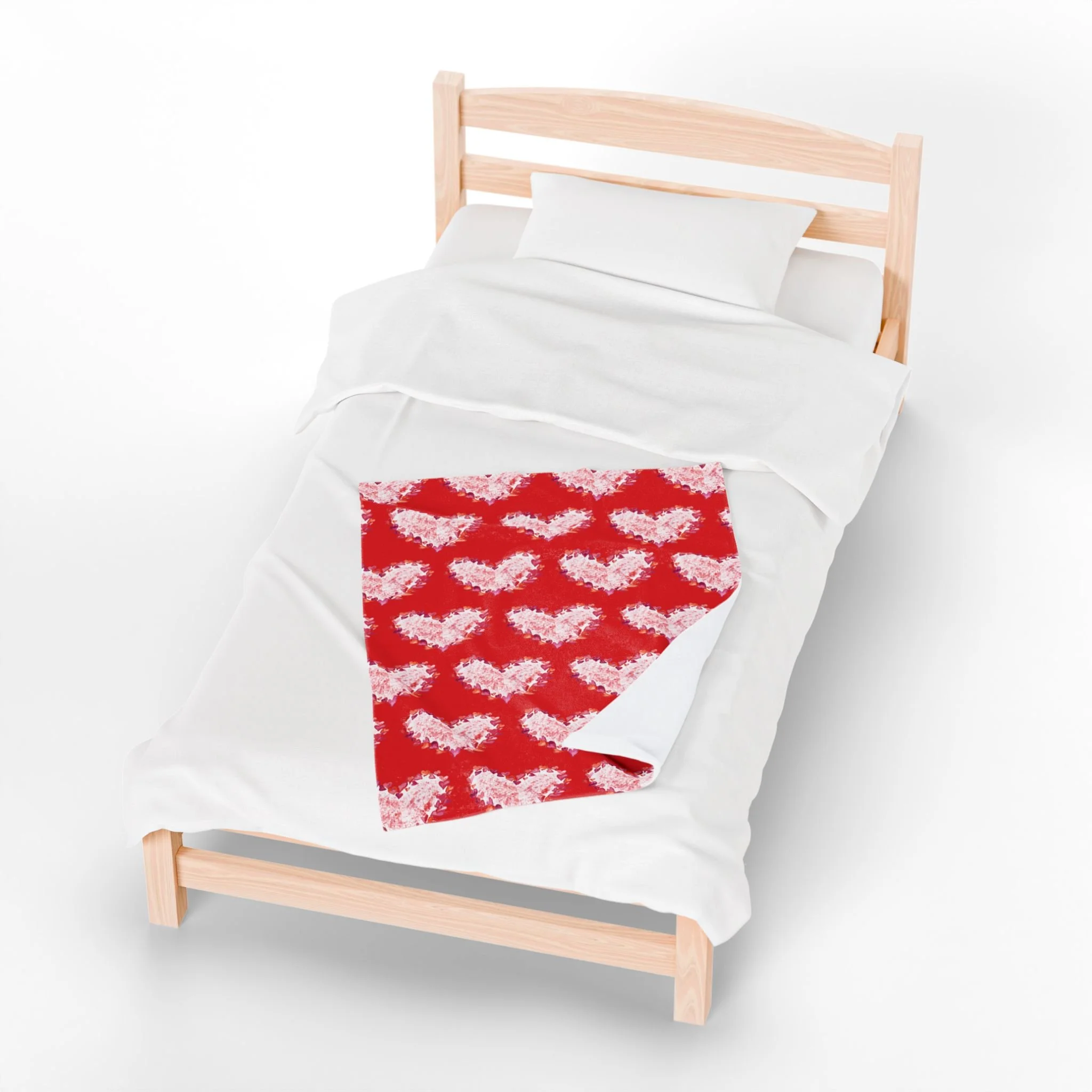 Heart Of Hearts Plush Blanket – Red Velveteen Cozy Throw