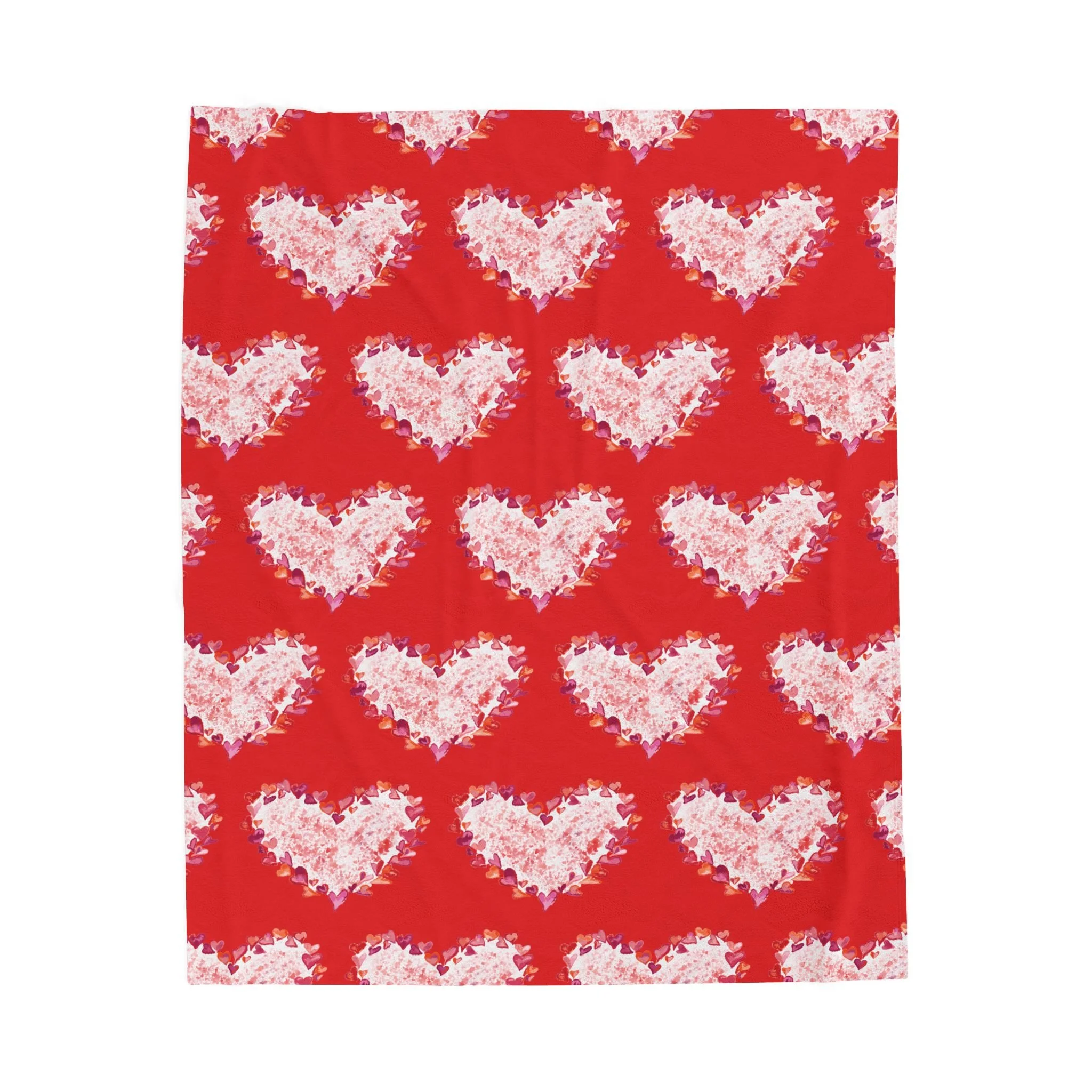 Heart Of Hearts Plush Blanket – Red Velveteen Cozy Throw