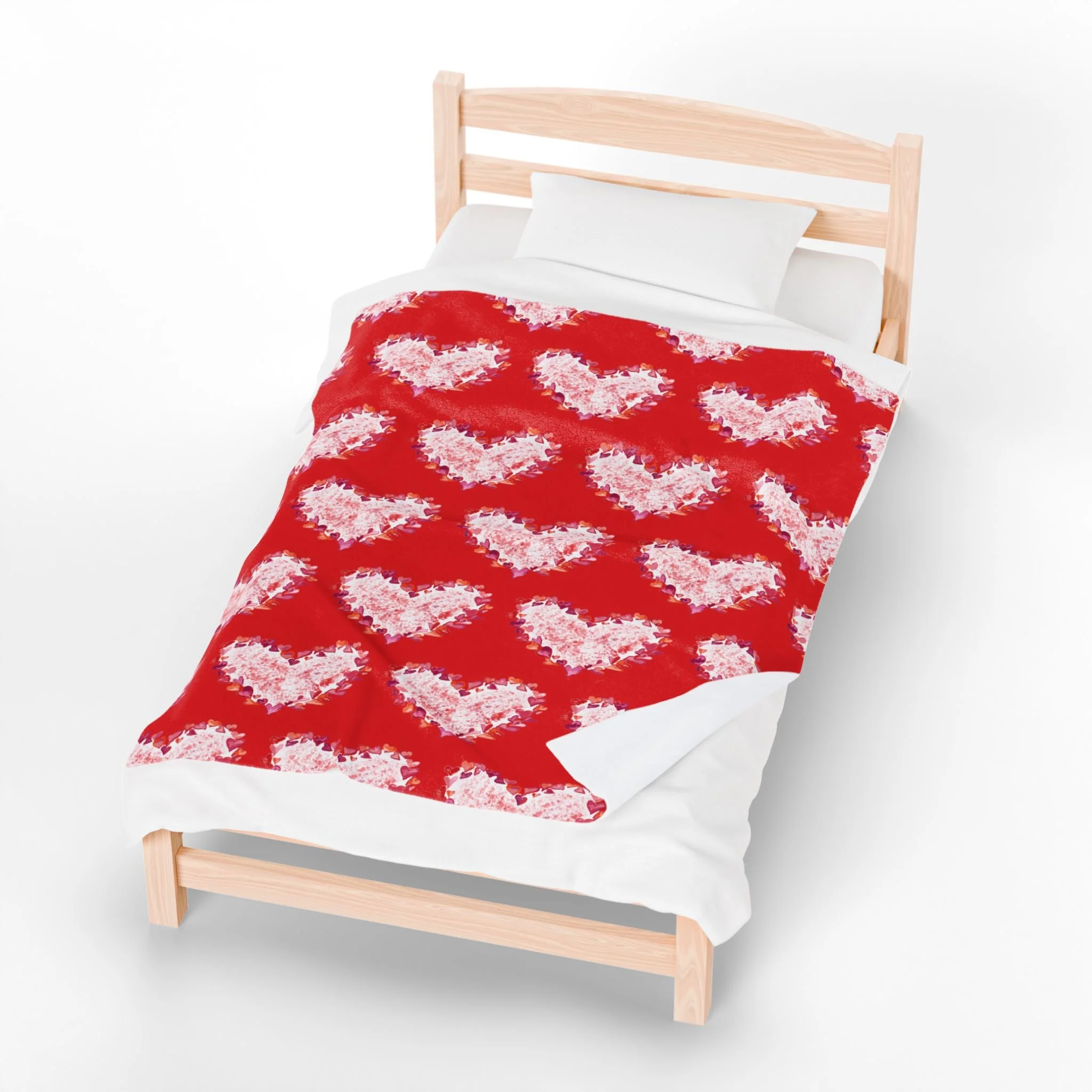 Heart Of Hearts Plush Blanket – Red Velveteen Cozy Throw