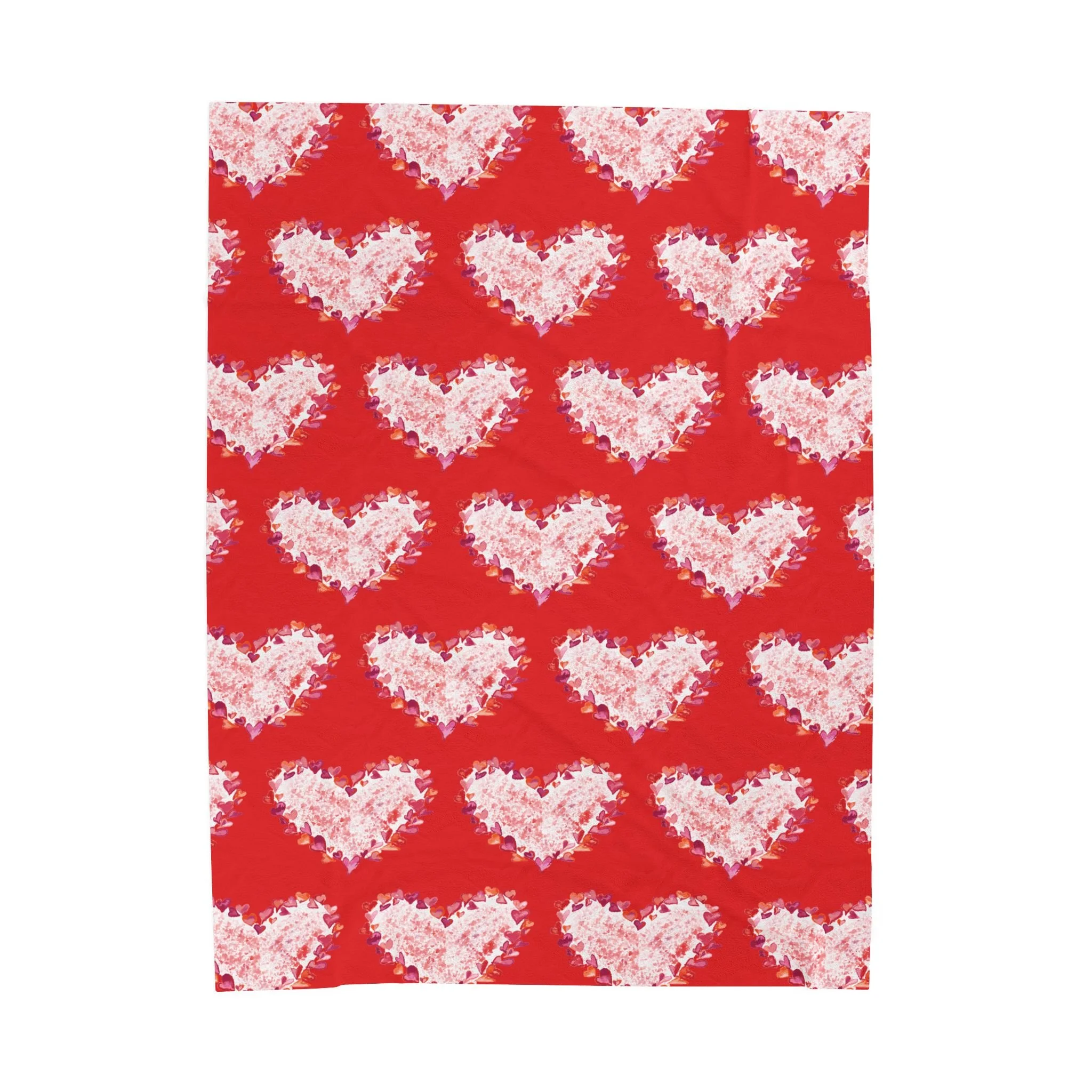 Heart Of Hearts Plush Blanket – Red Velveteen Cozy Throw 50" x 60"