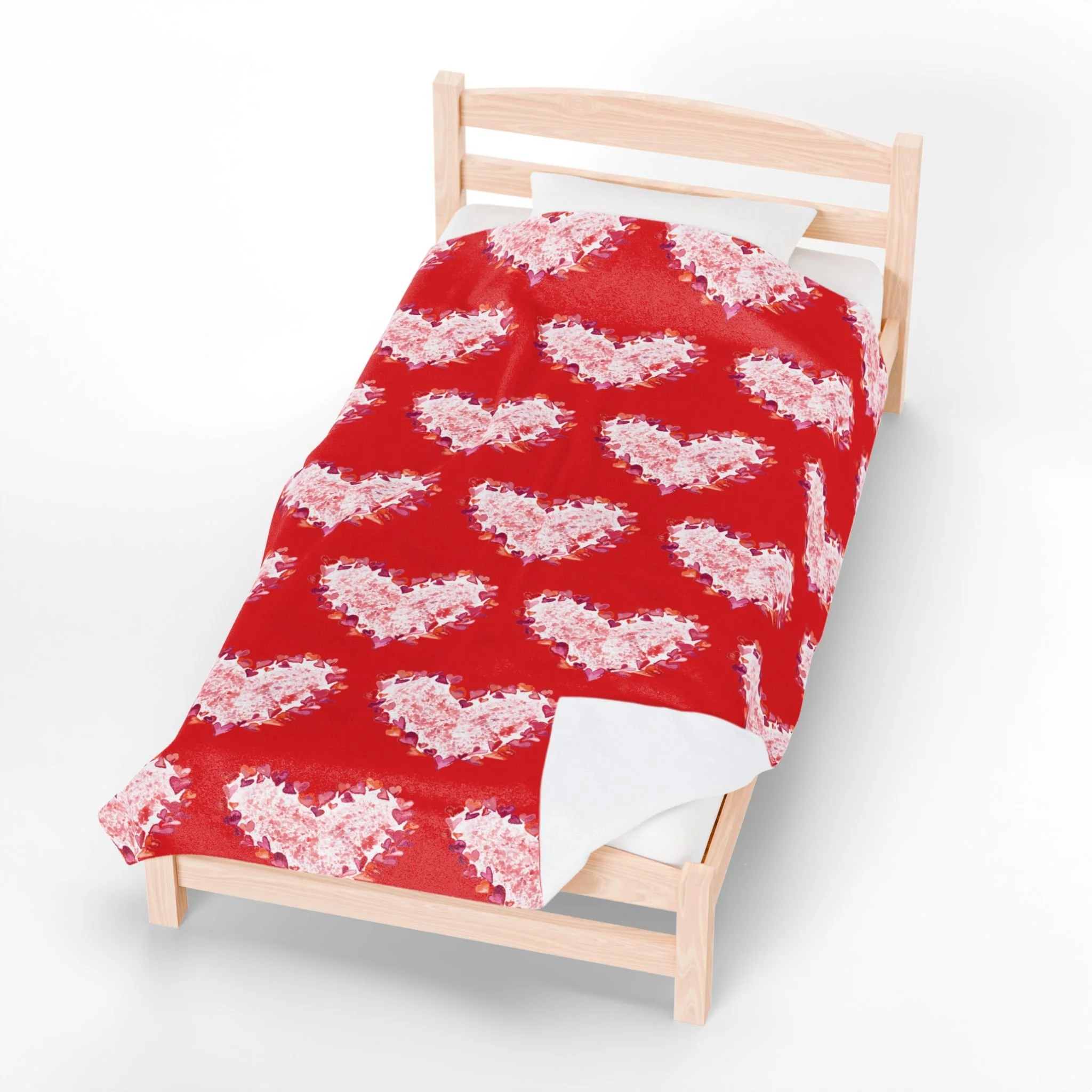 Heart Of Hearts Plush Blanket – Red Velveteen Cozy Throw