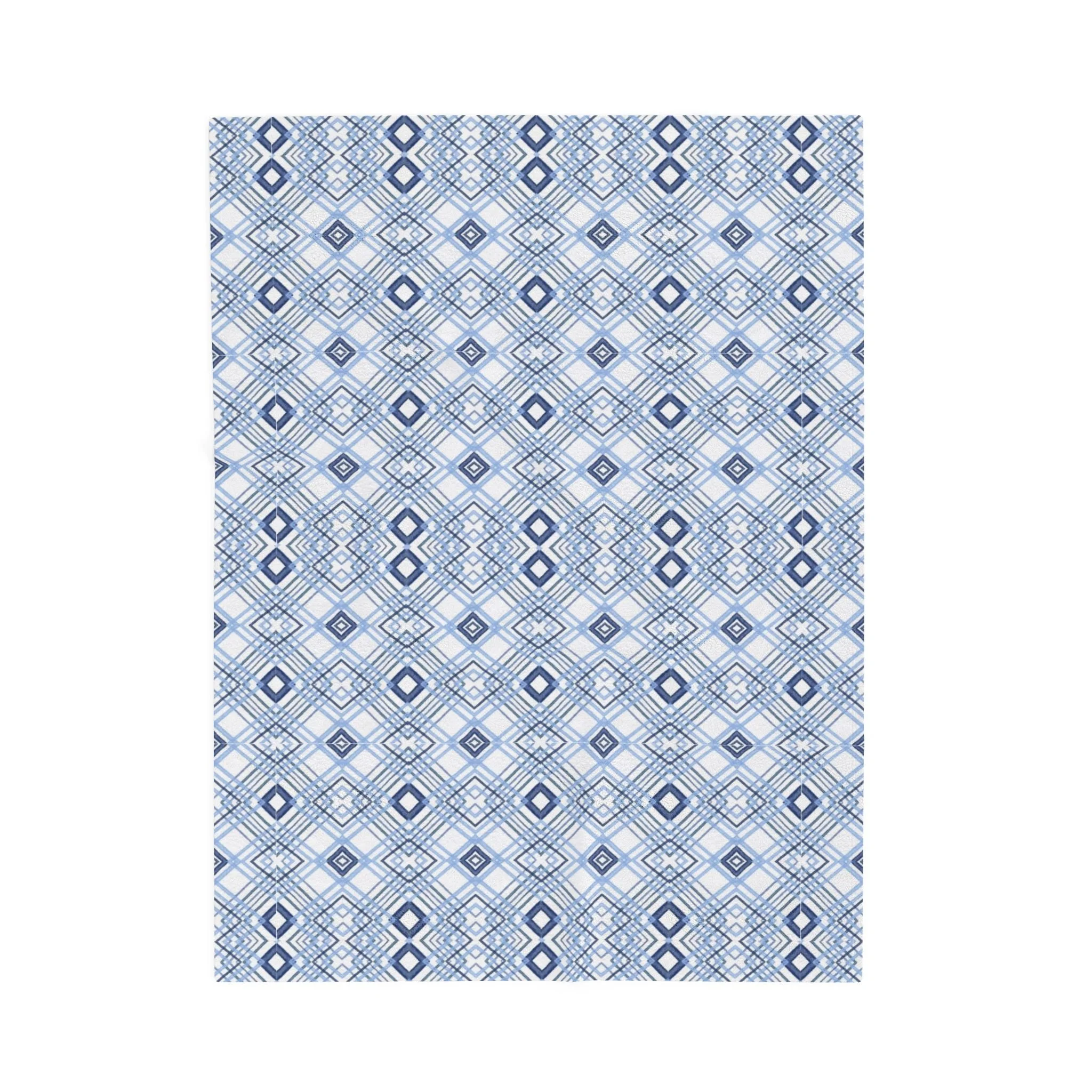 Blue Diamonds Geometric Velveteen Plush Blanket — Soft Cozy Throw