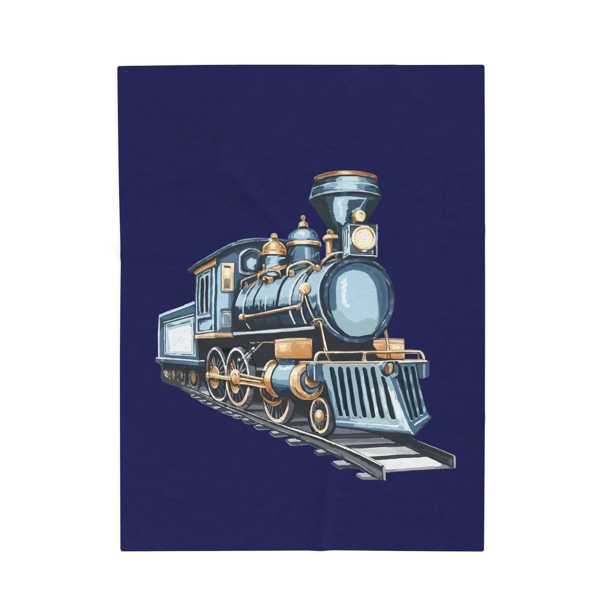 Vintage Steam Locomotive Velveteen Plush Blanket – Train & Railfans