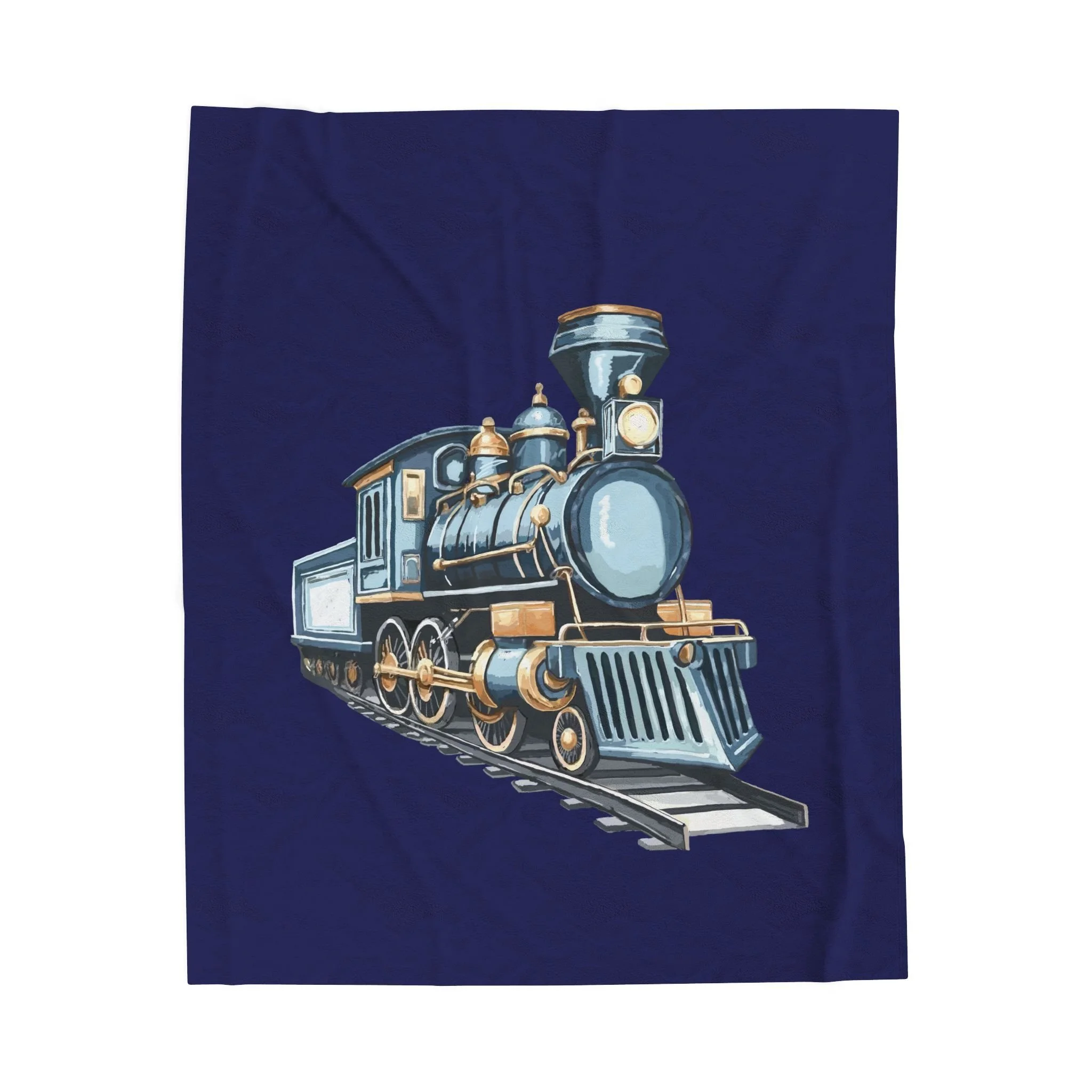 Vintage Steam Locomotive Velveteen Plush Blanket – Train & Railfans 50" x 60"