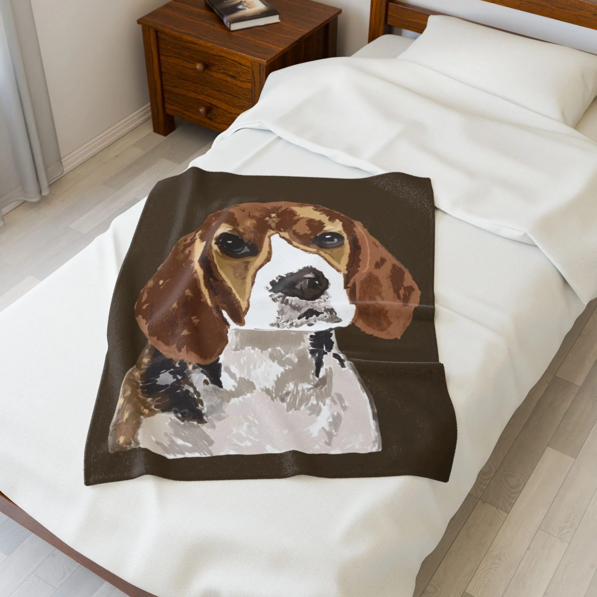 Beagle Portrait Velveteen Plush Blanket