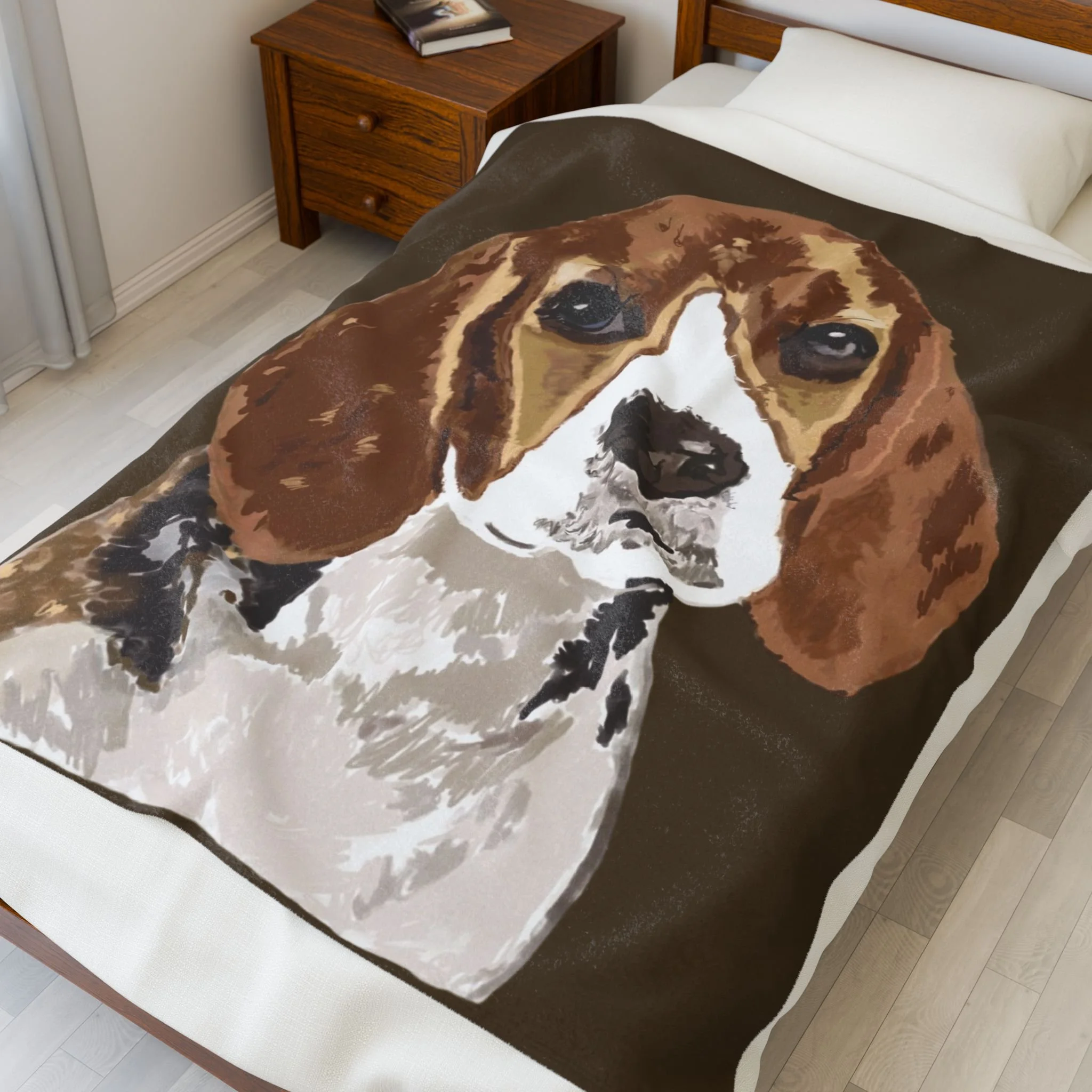 Beagle Portrait Velveteen Plush Blanket
