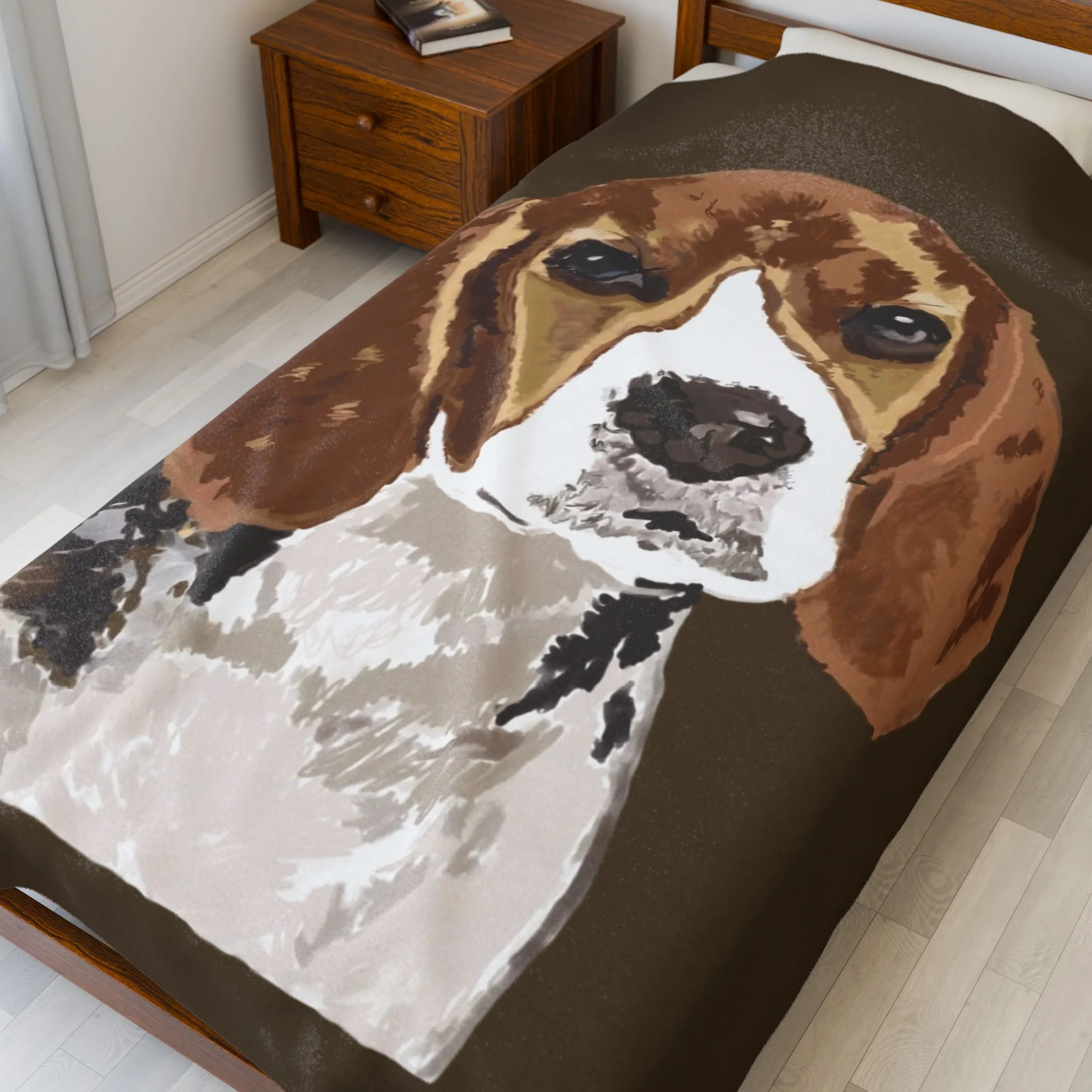 Beagle Portrait Velveteen Plush Blanket