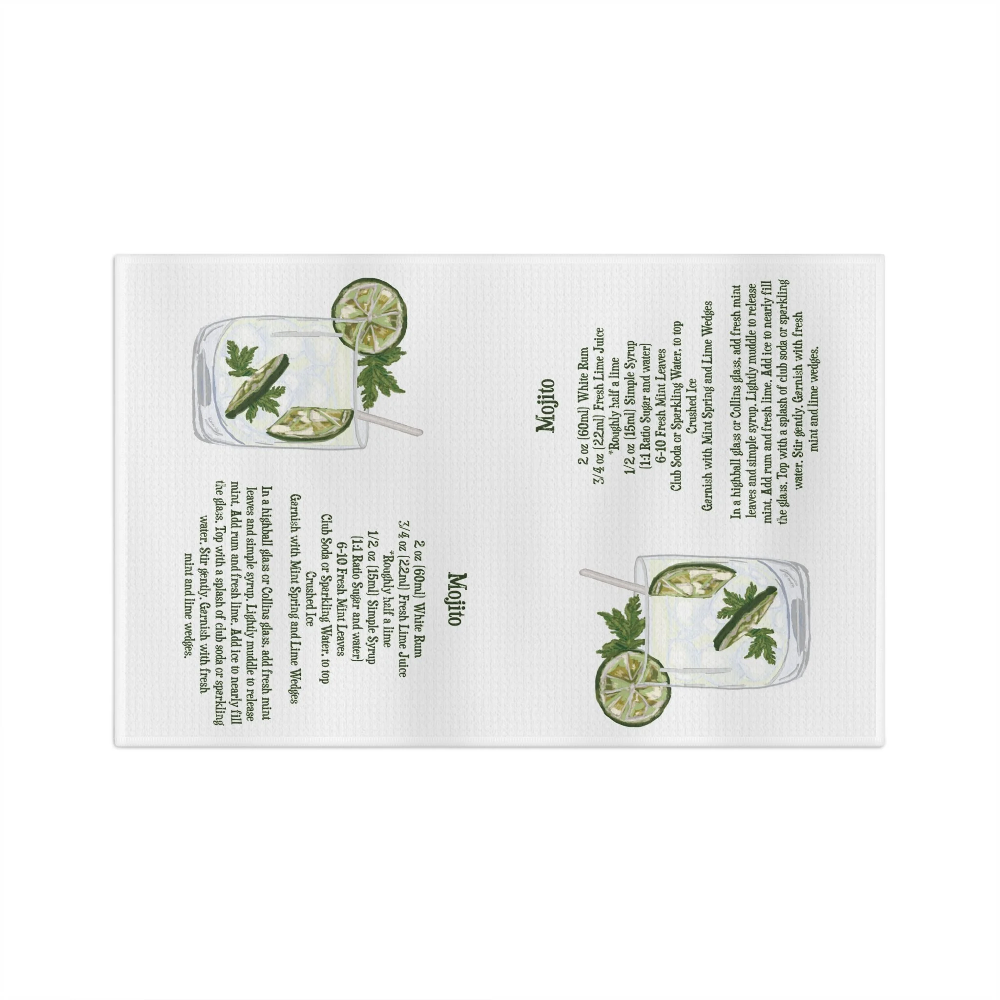 Mojito Recipe Microfiber Waffle Towel — Microfiber Cocktail Kitchen Towel