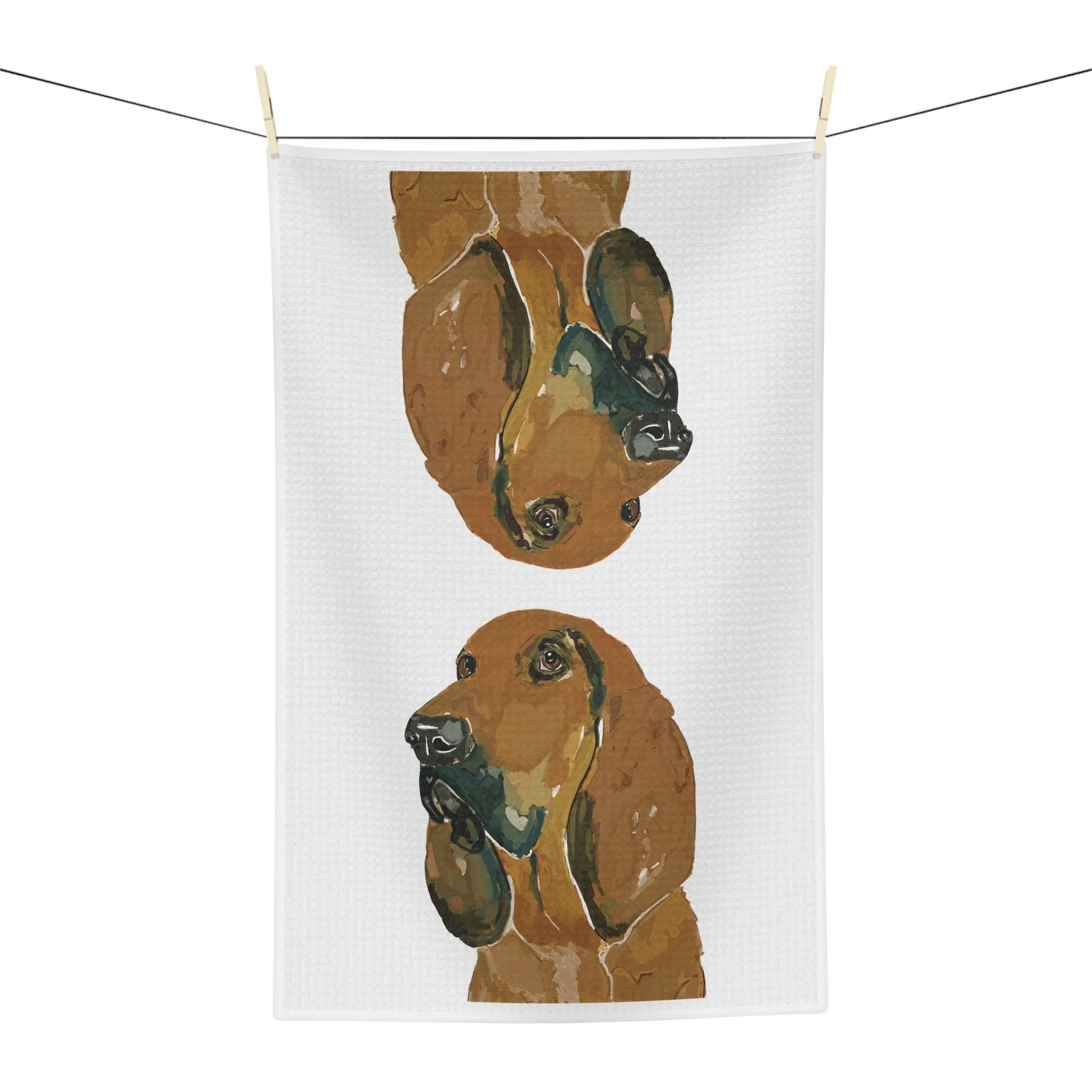 BloodHound Microfiber Tea Towel — Hand-Painted Dog Kitchen Towel 16" x 25"
