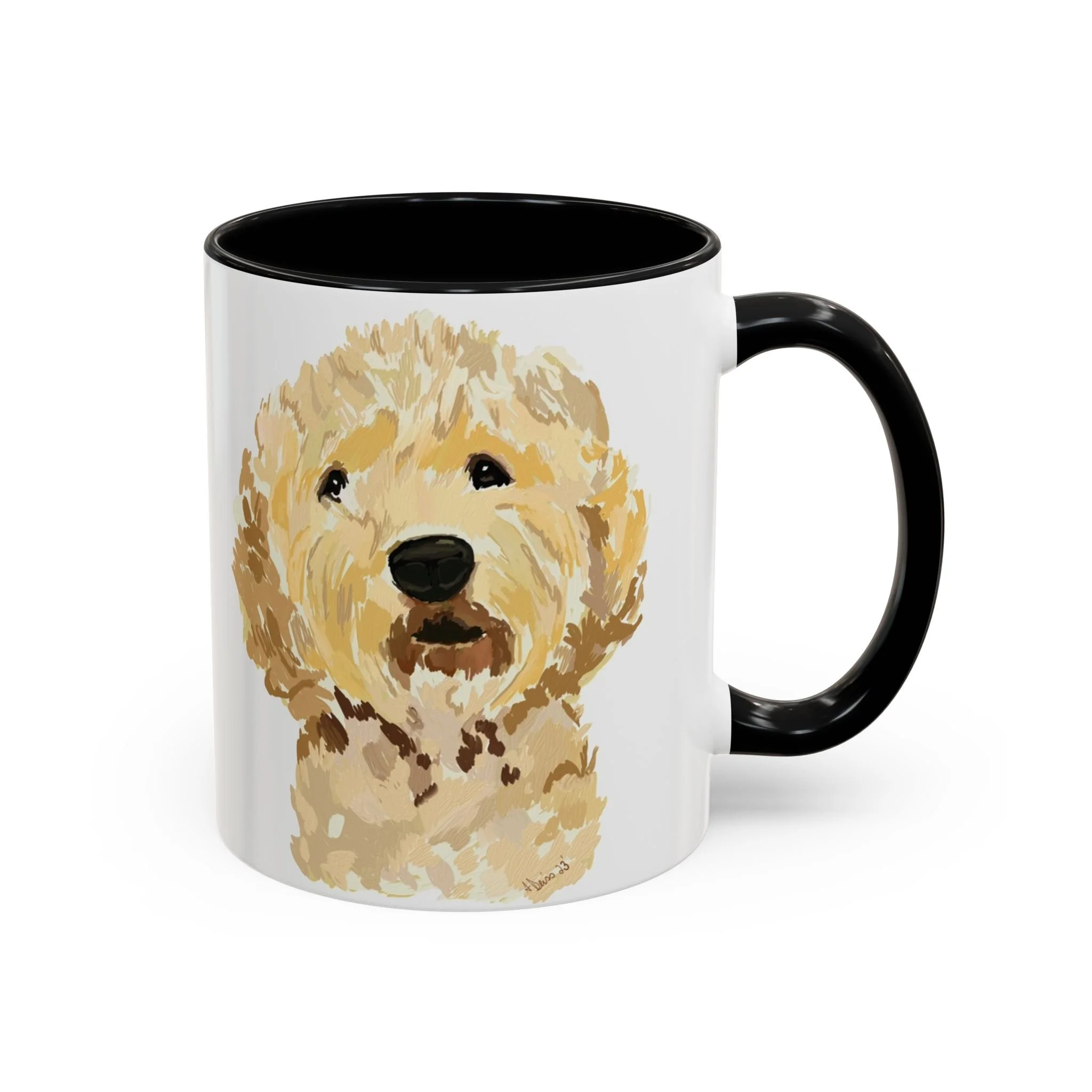 Goldendoodle Portrait Two Tone Ceramic Coffee Mug 11oz Black