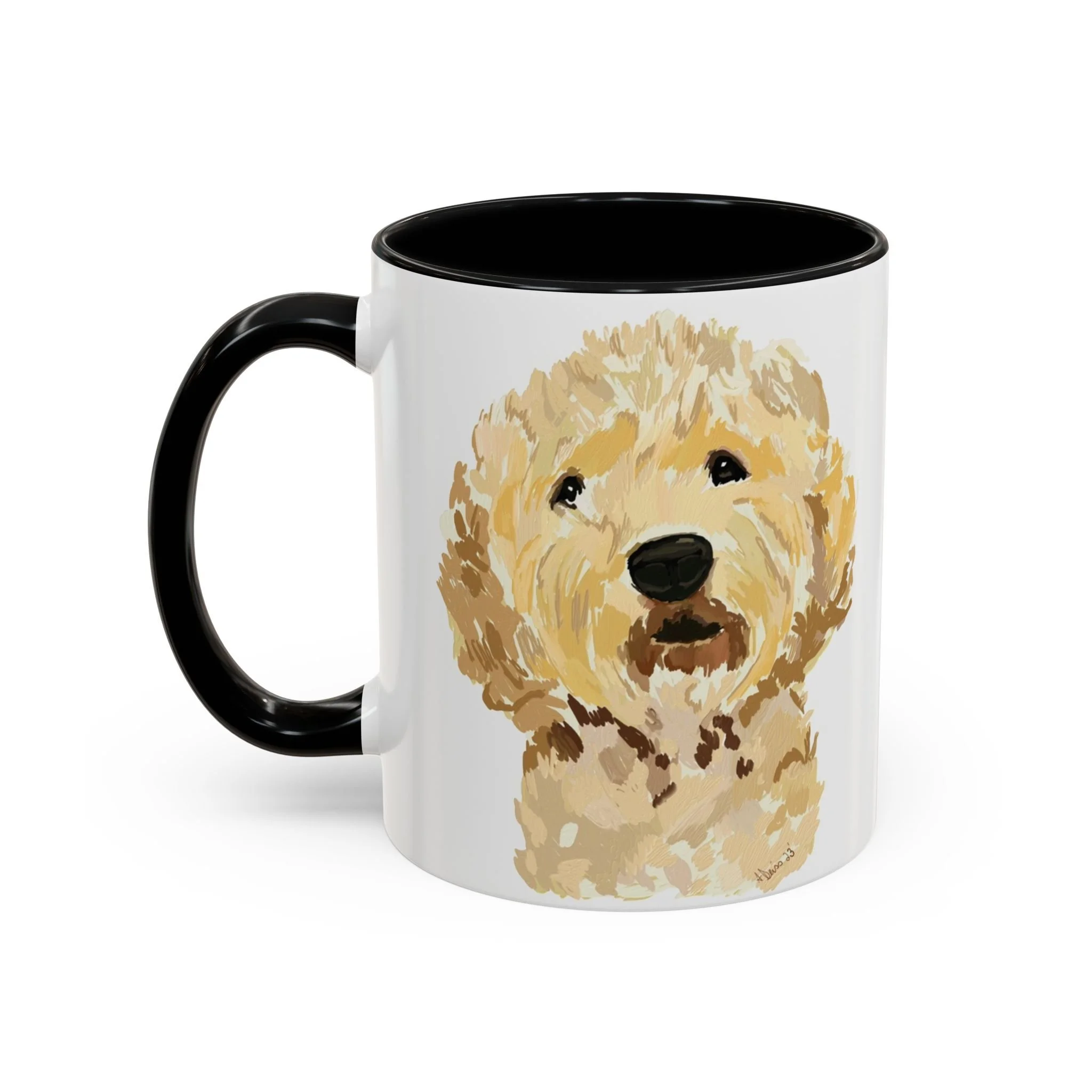 Goldendoodle Portrait Two Tone Ceramic Coffee Mug 11oz Black