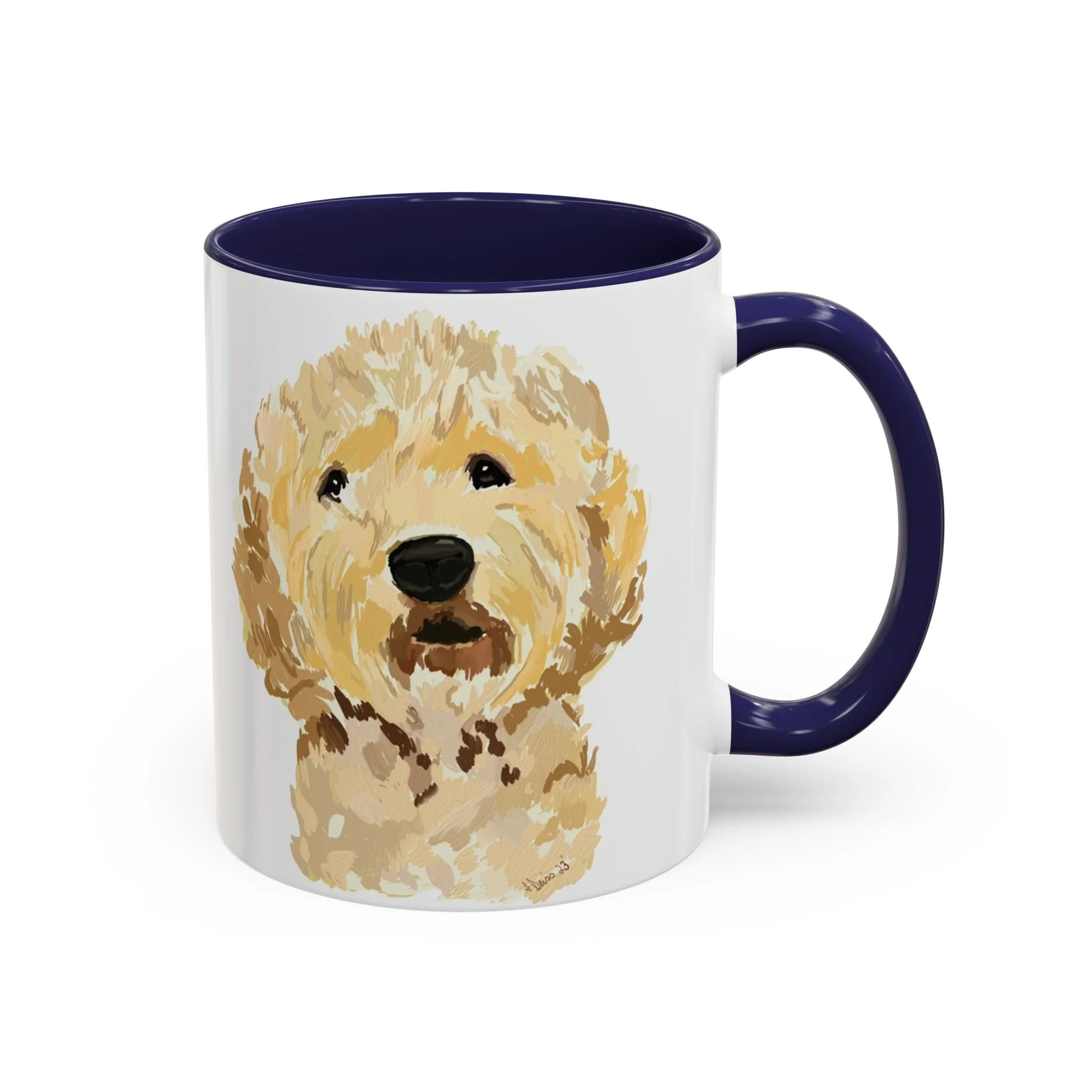 Goldendoodle Portrait Two Tone Ceramic Coffee Mug 11oz Navy