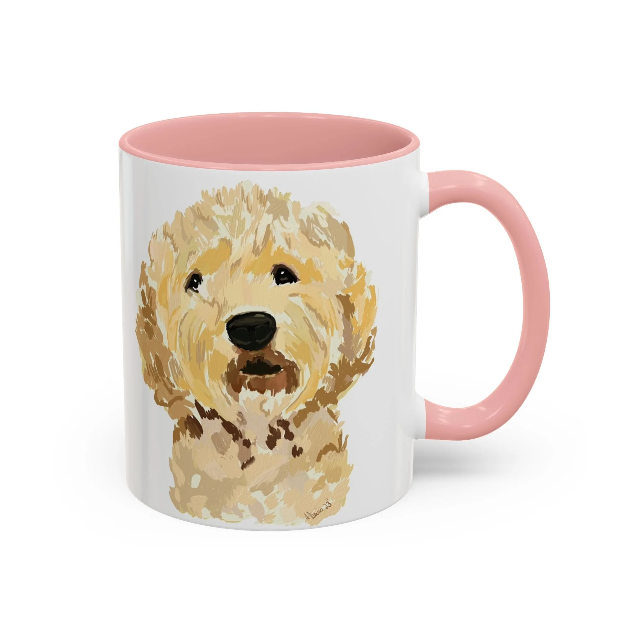 Goldendoodle Portrait Two Tone Ceramic Coffee Mug 11oz Pink