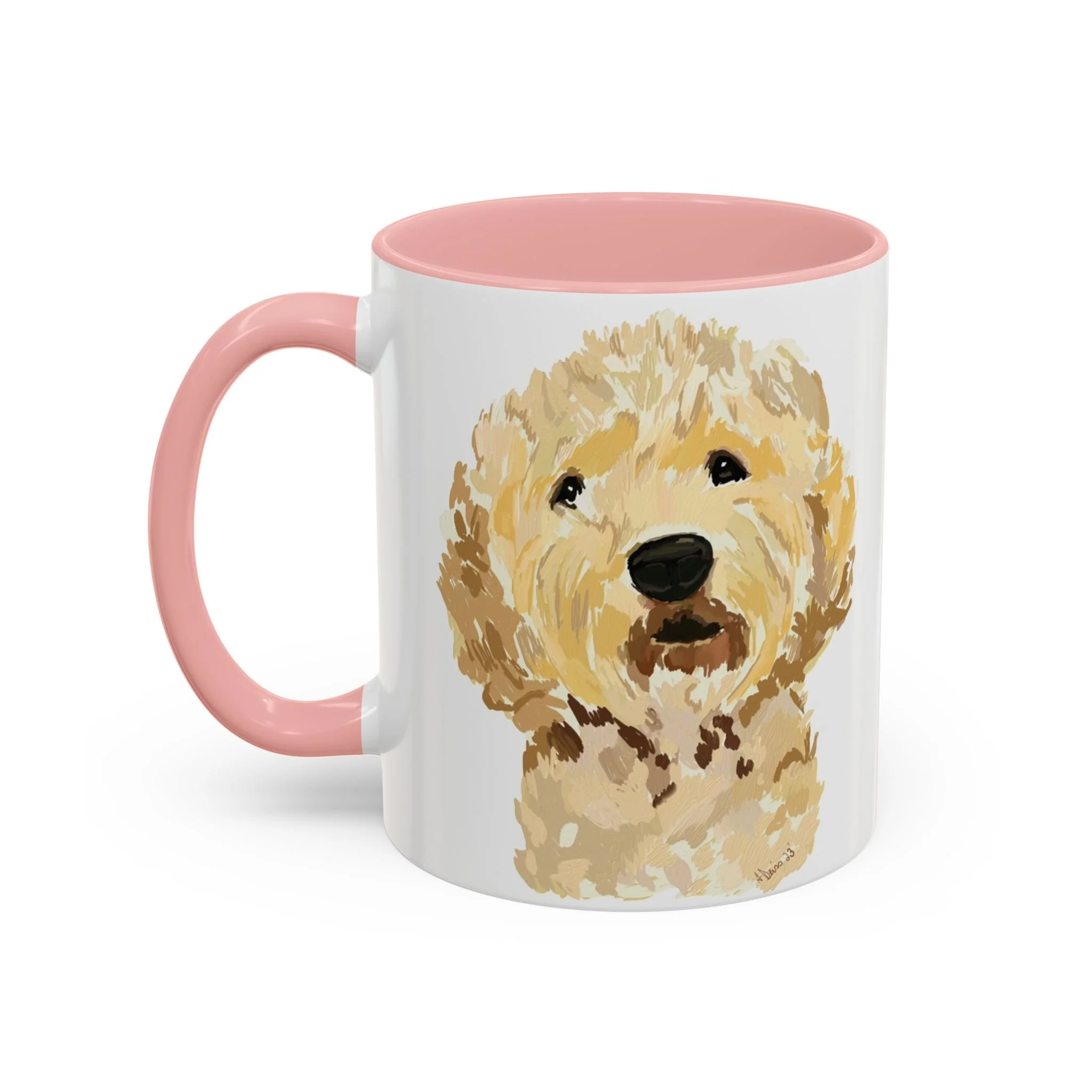 Goldendoodle Portrait Two Tone Ceramic Coffee Mug 11oz Pink