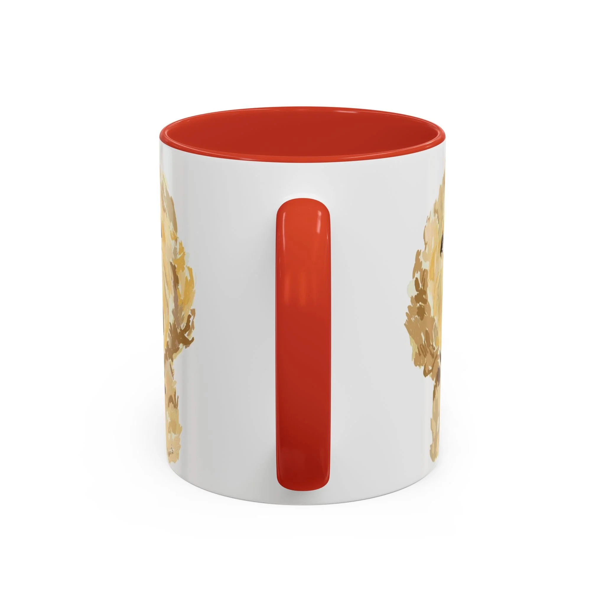 Goldendoodle Portrait Two Tone Ceramic Coffee Mug 11oz Red