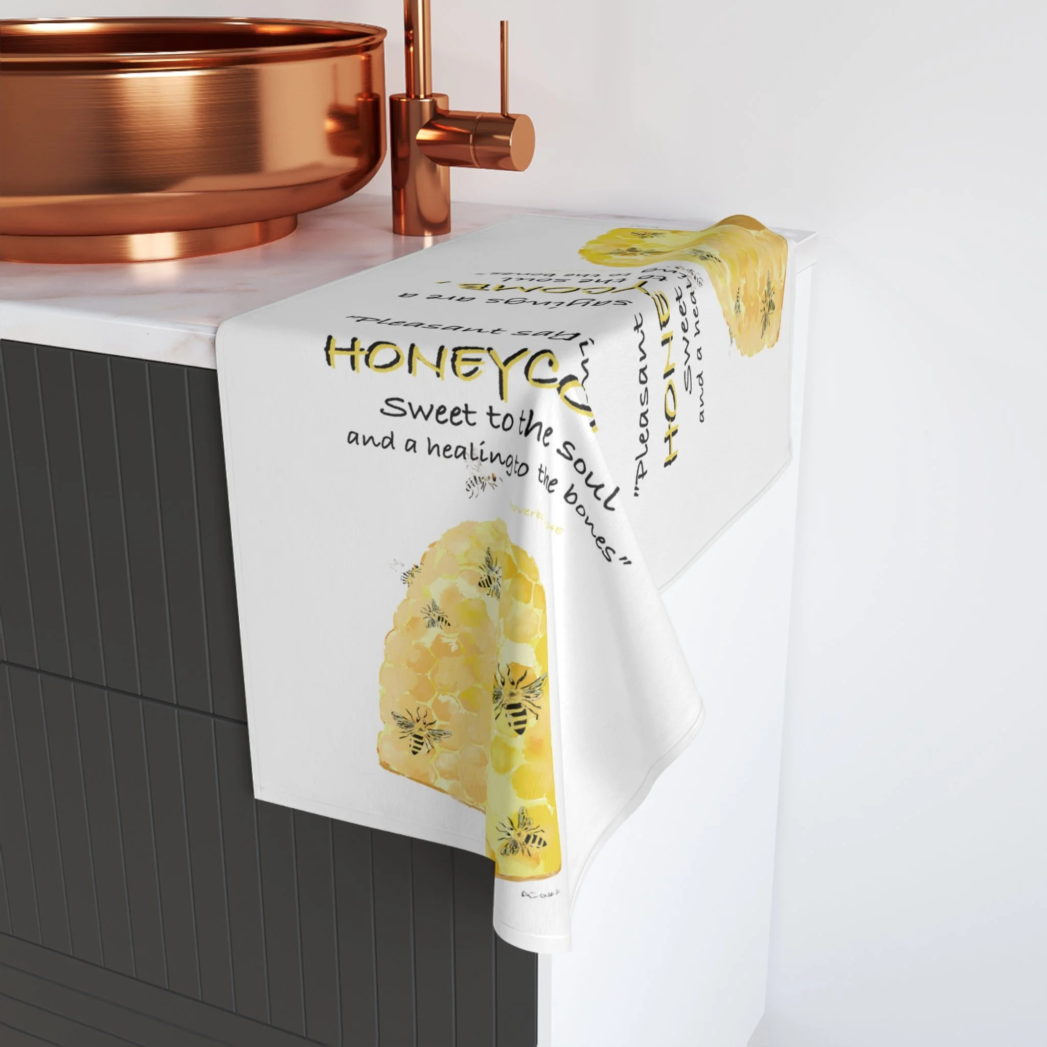 Honeycomb Bee Polyester Cotton Hand Towel 16" x 28"