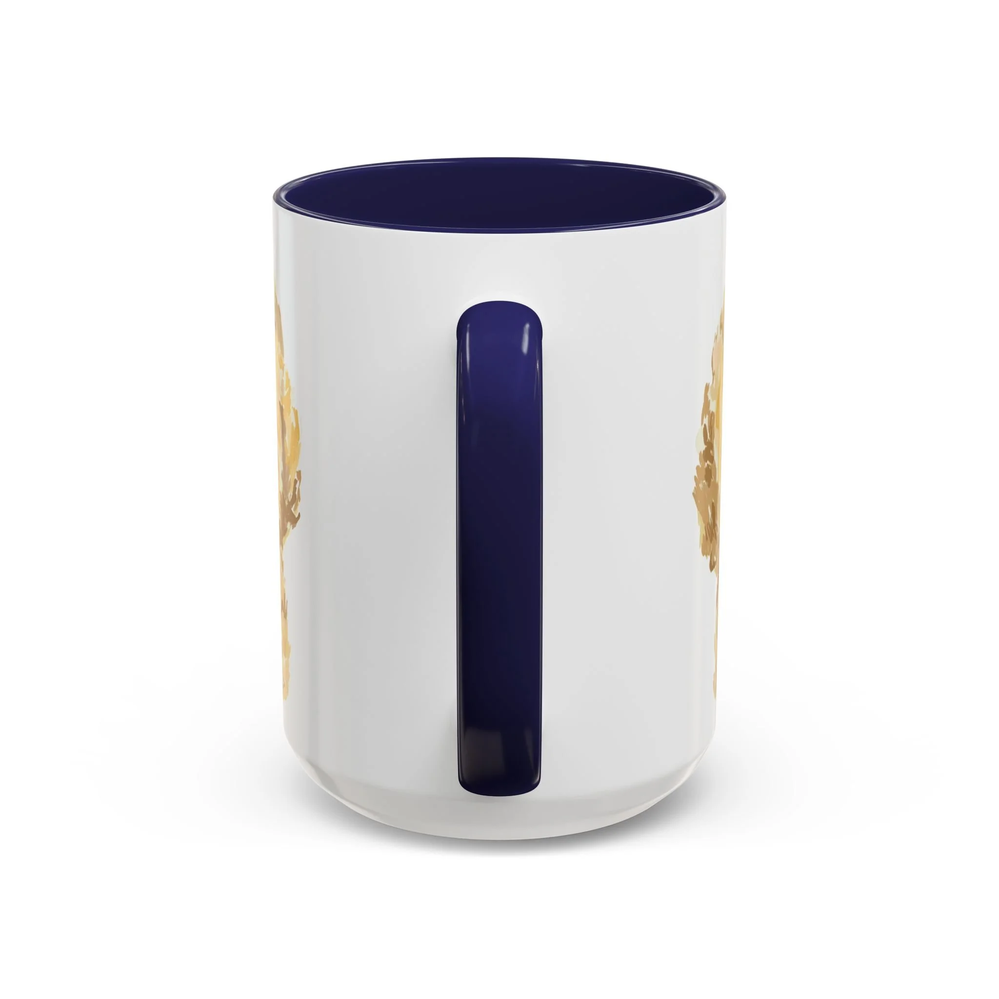 Goldendoodle Portrait Two Tone Ceramic Coffee Mug 15oz Navy Blue