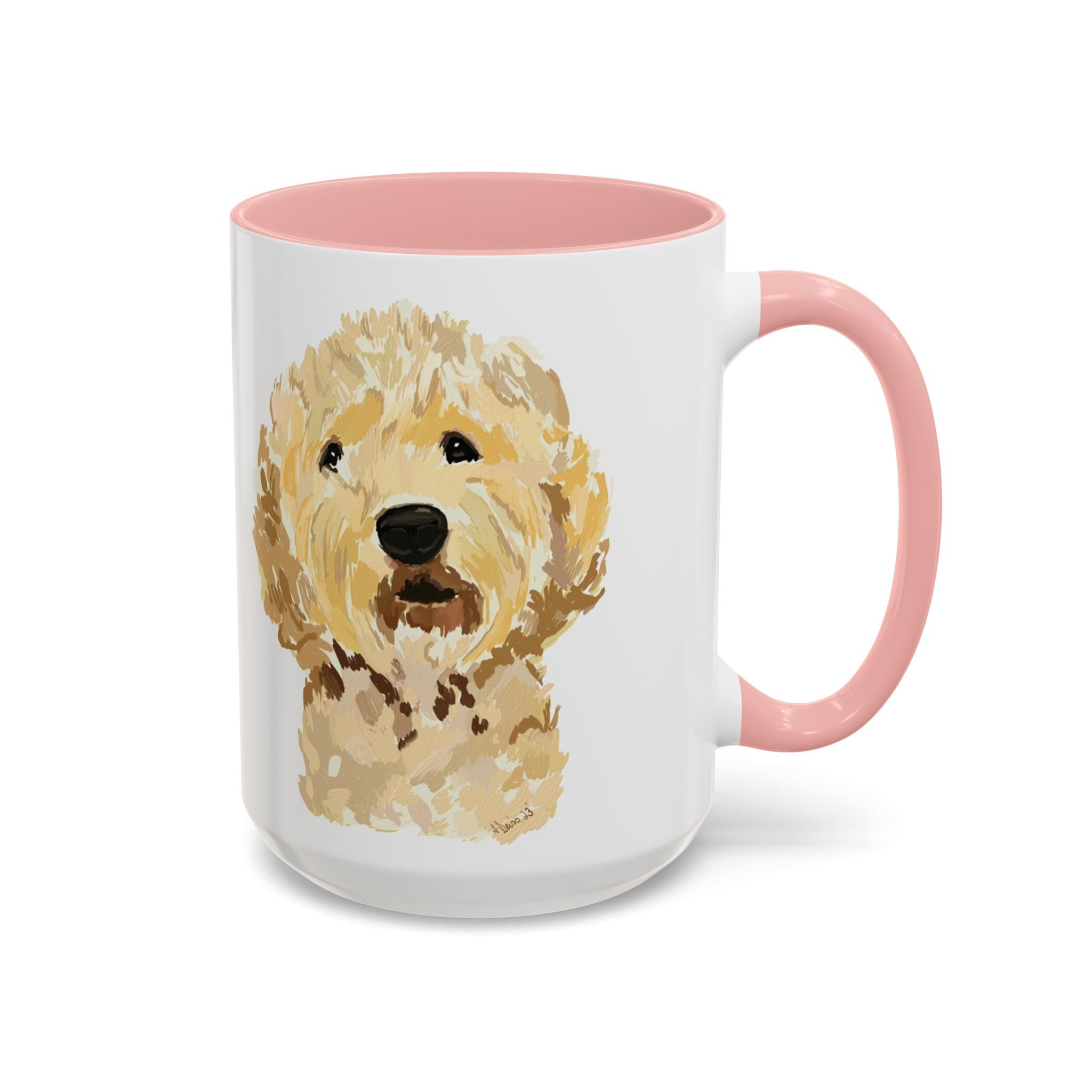 Goldendoodle Portrait Two Tone Ceramic Coffee Mug 15oz Pink