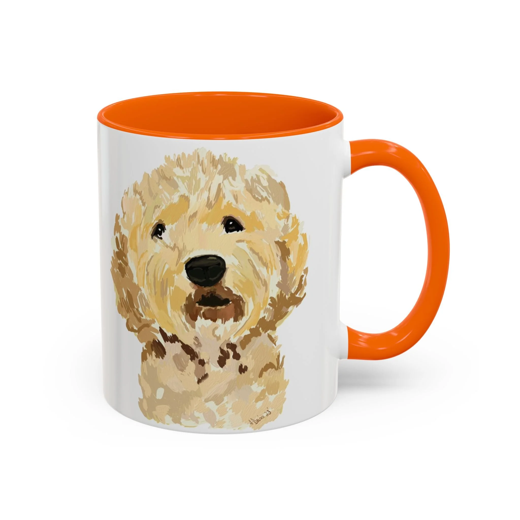 Goldendoodle Portrait Two Tone Ceramic Coffee Mug 11oz Orange