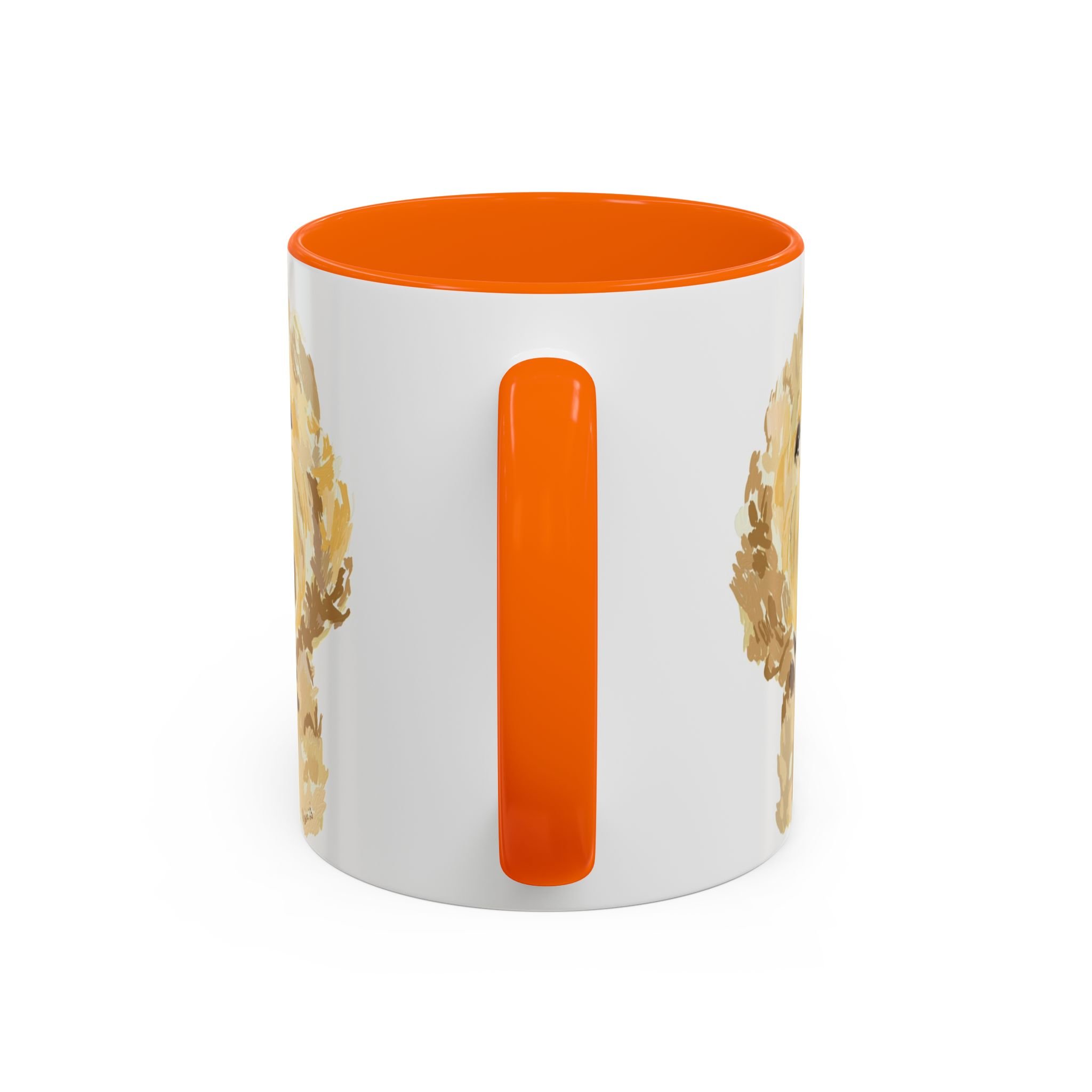 Goldendoodle Portrait Two Tone Ceramic Coffee Mug 11oz Orange