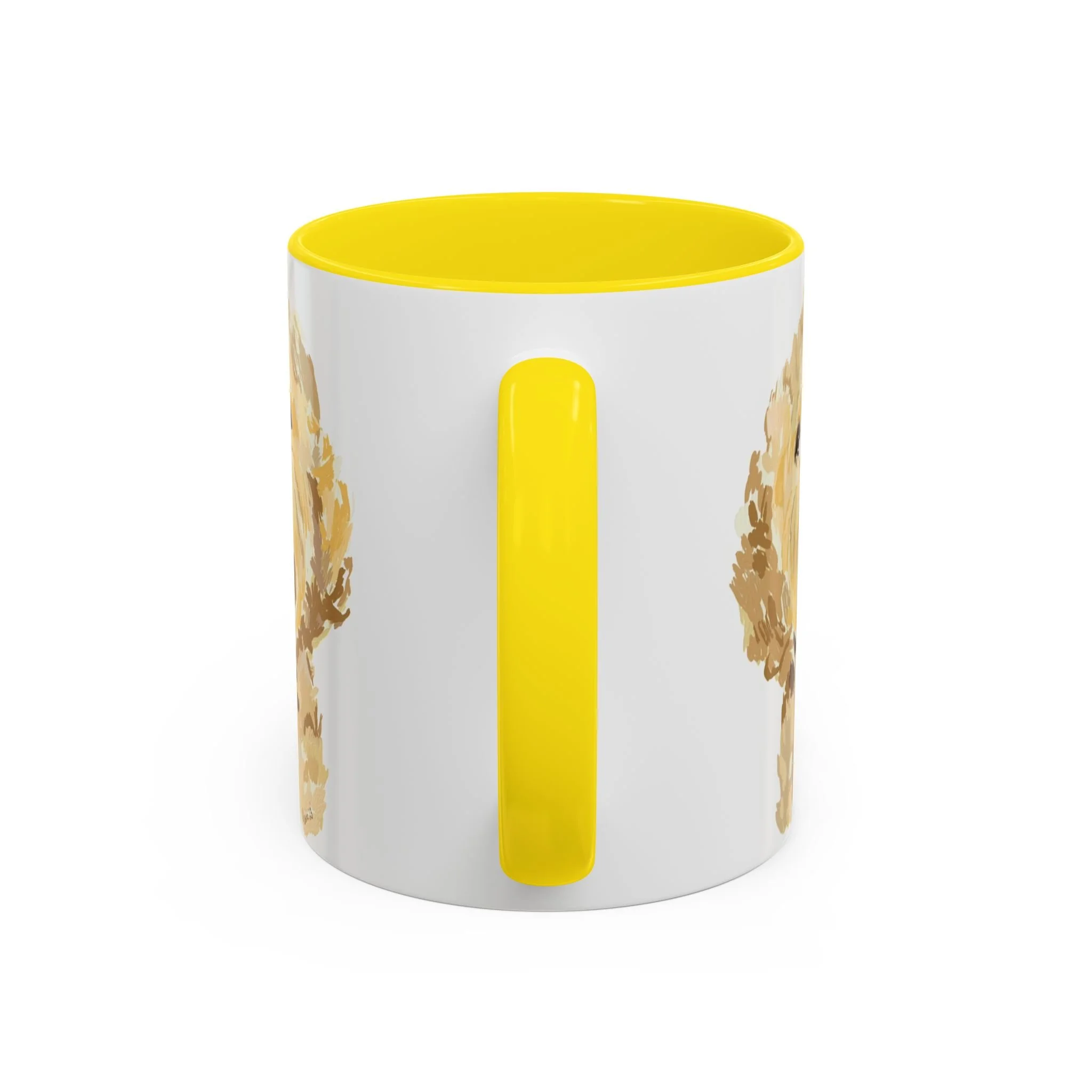 Goldendoodle Portrait Two Tone Ceramic Coffee Mug 11oz Yellow
