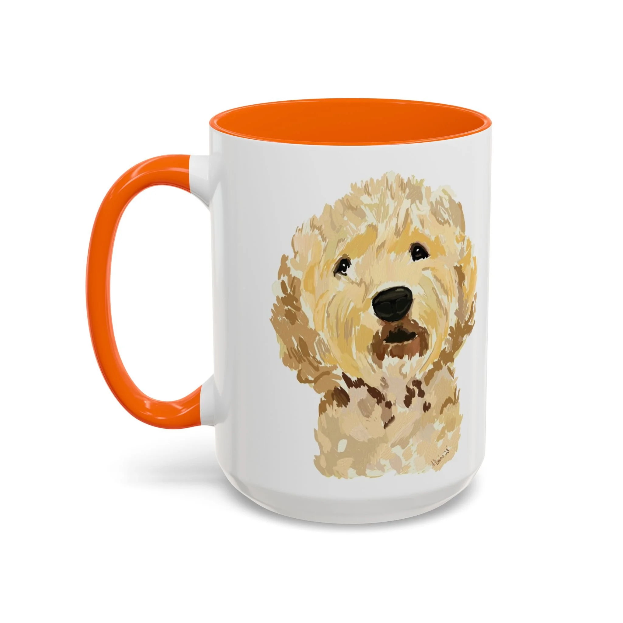 Goldendoodle Portrait Two Tone Ceramic Coffee Mug 15oz Orange