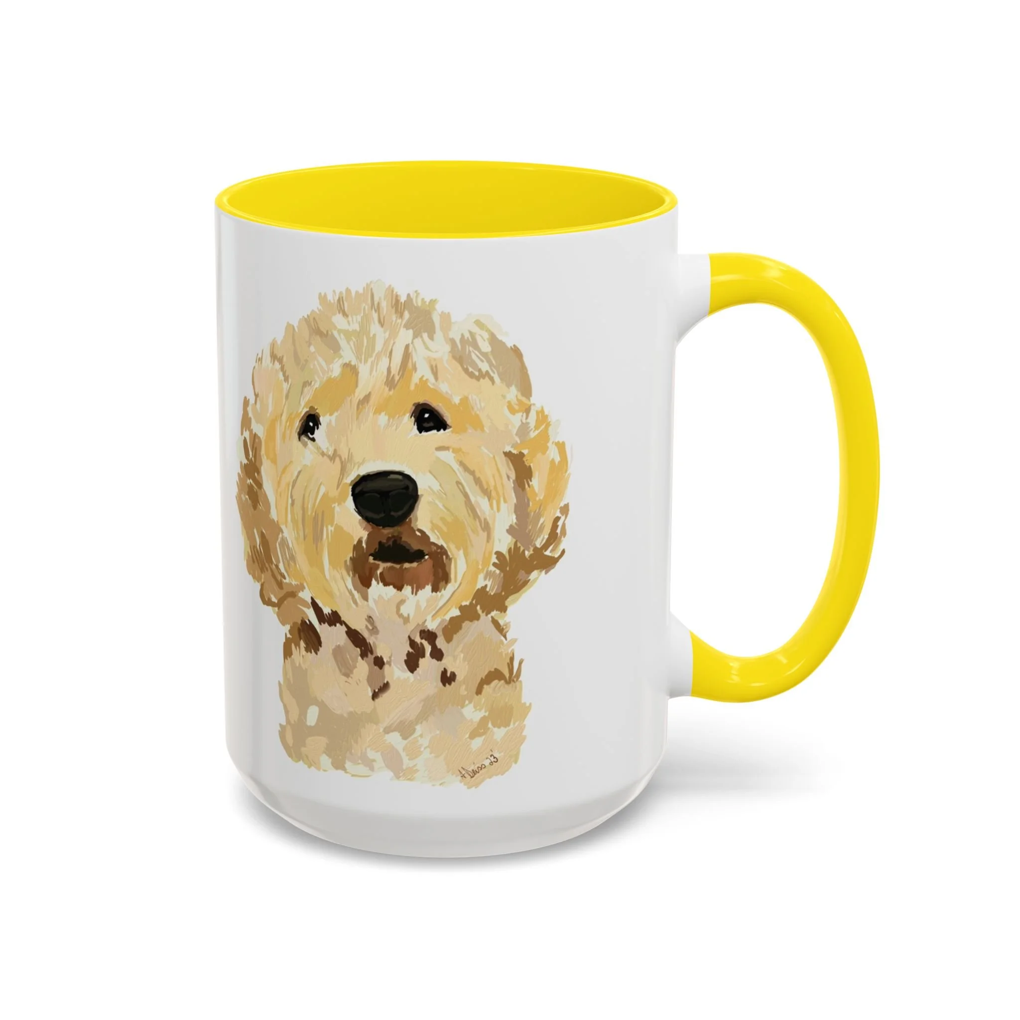 Goldendoodle Portrait Two Tone Ceramic Coffee Mug 15oz Yellow