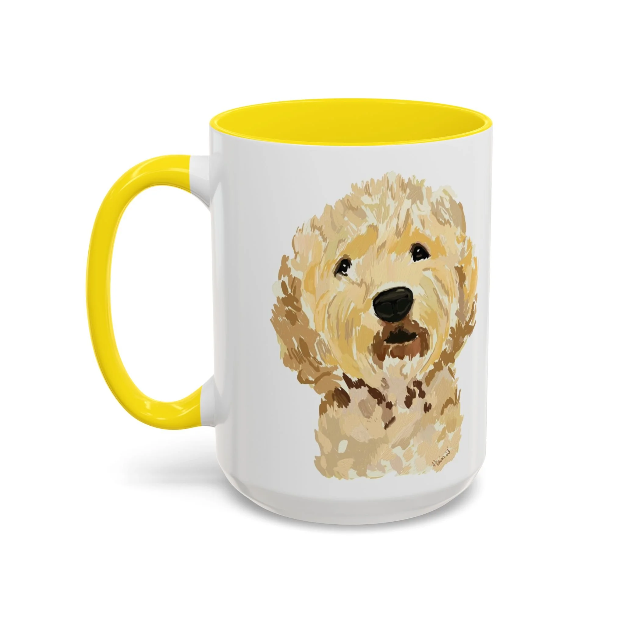 Goldendoodle Portrait Two Tone Ceramic Coffee Mug 15oz Yellow