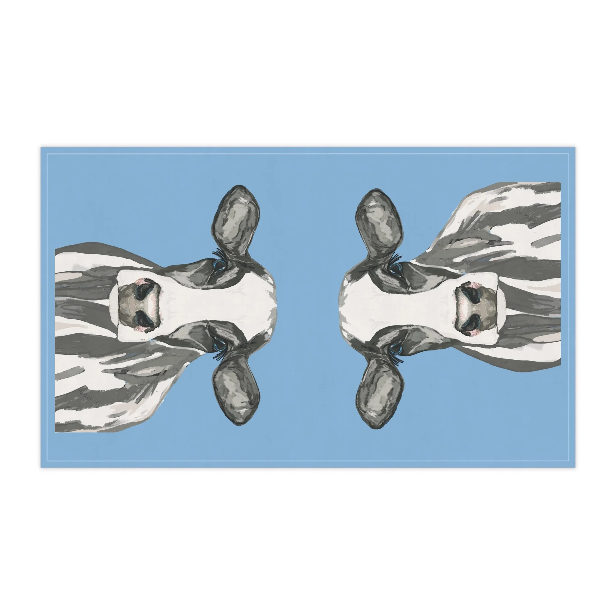 Black and white cow linen kitchen towel 18" x 30"