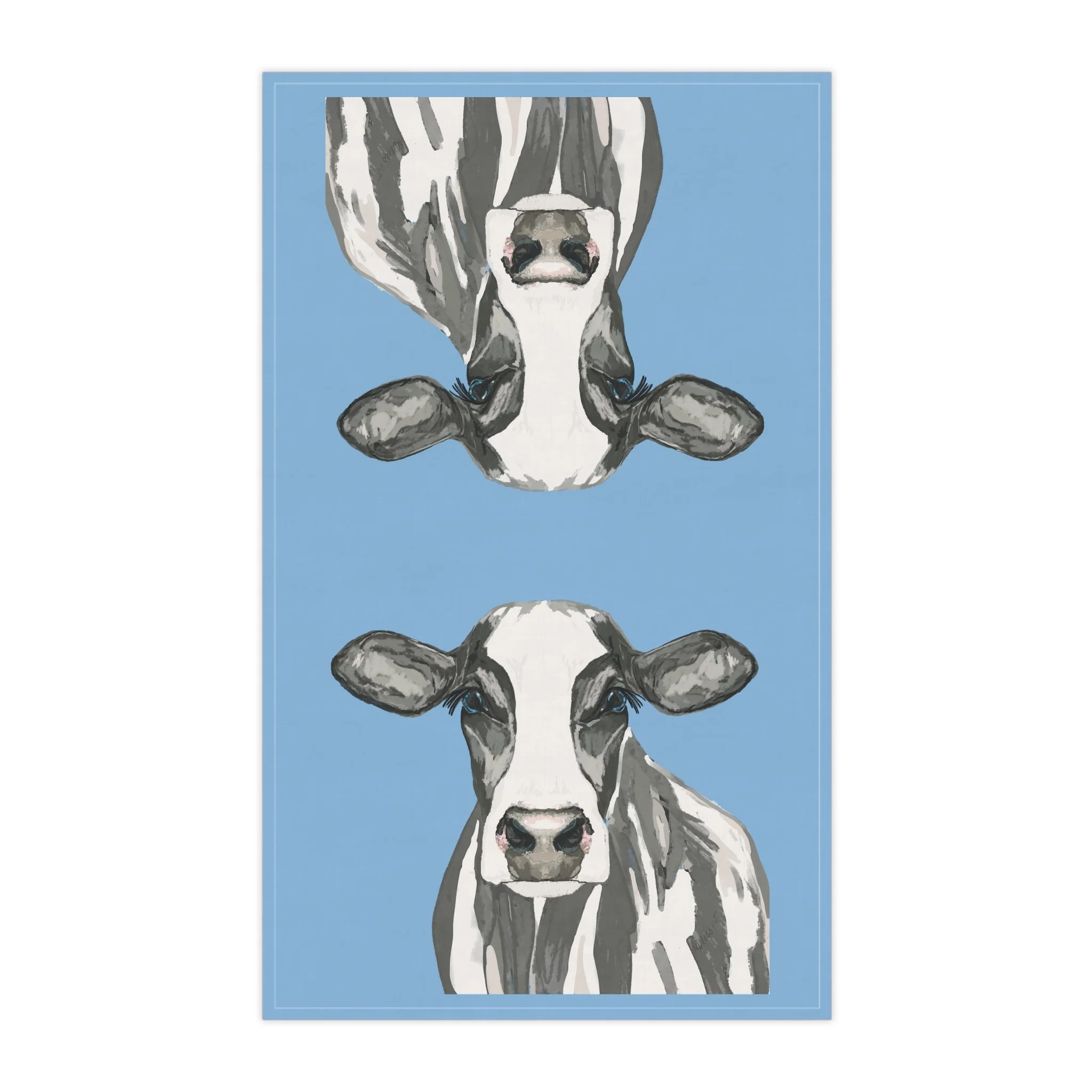 Black and white cow cotton linen kitchen towel 18" x 30"
