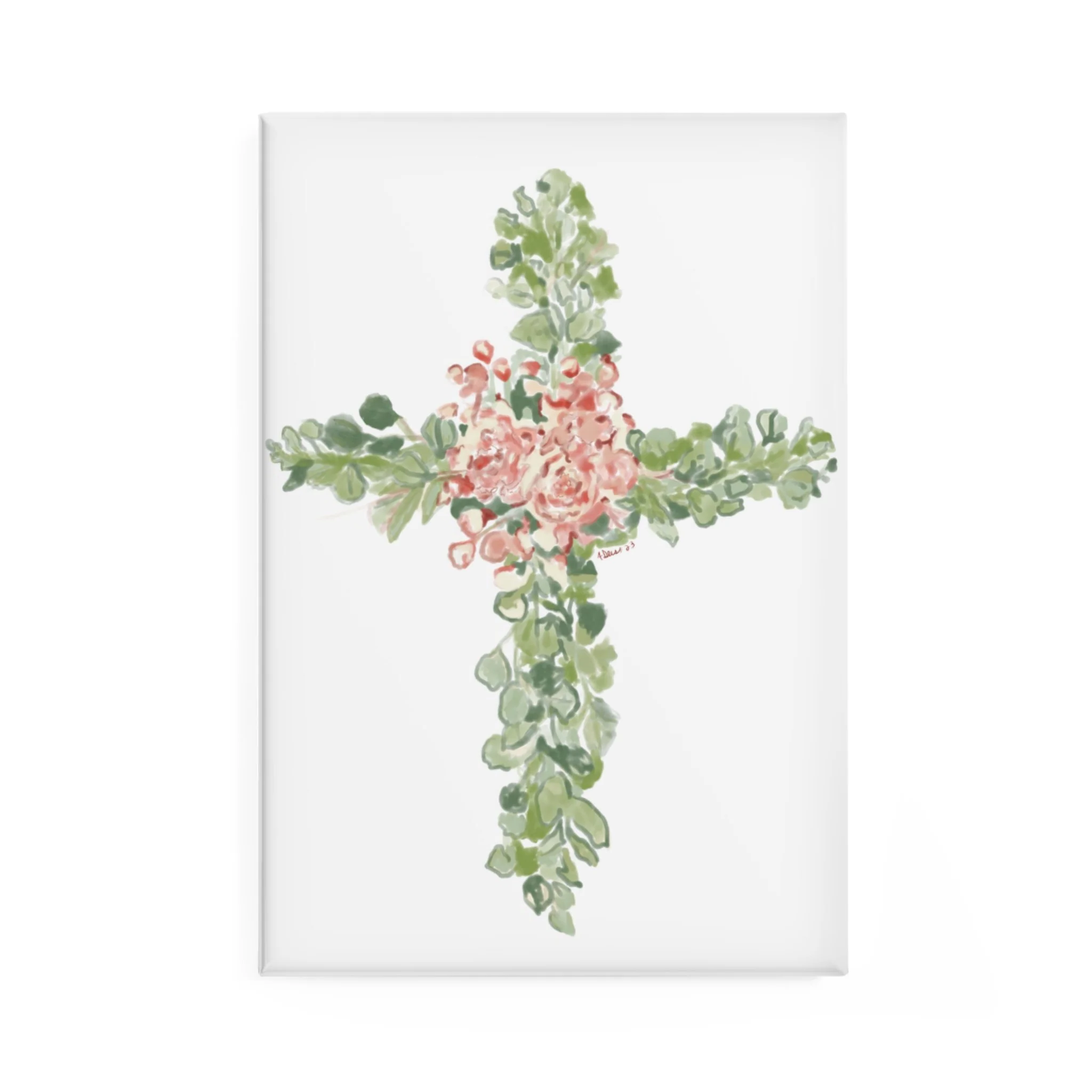 Floral Cross Button Magnets