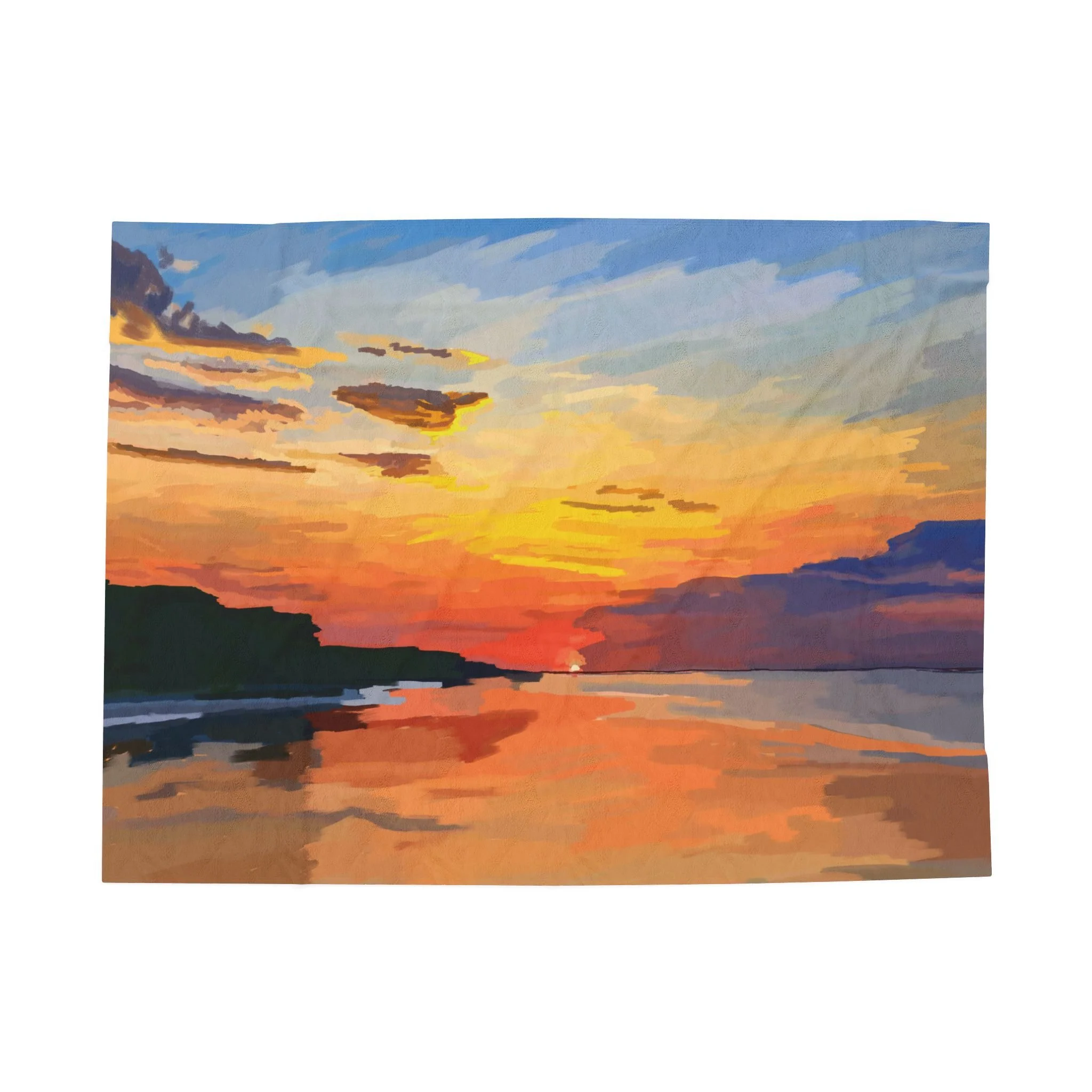 High Rock Lake Sunset Velveteen Plush Blanket