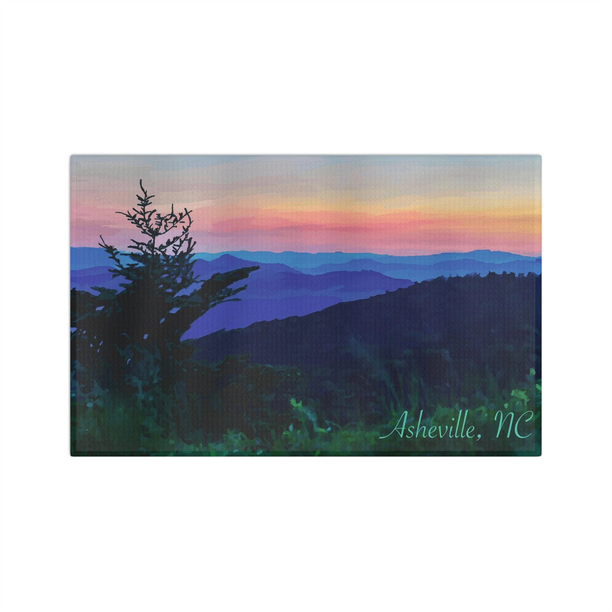 Asheville North Carolina Microfiber Waffle Kitchen Towel