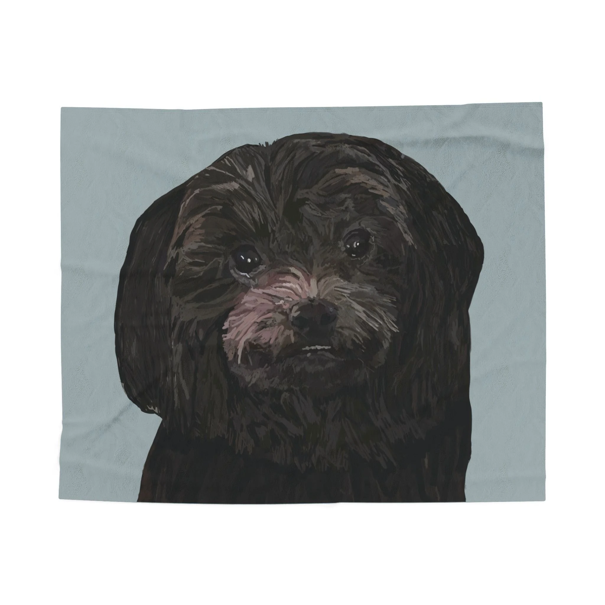 Black Maltipoo Portrait Velveteen Plush Blanket – Soft Dog Lover Throw
