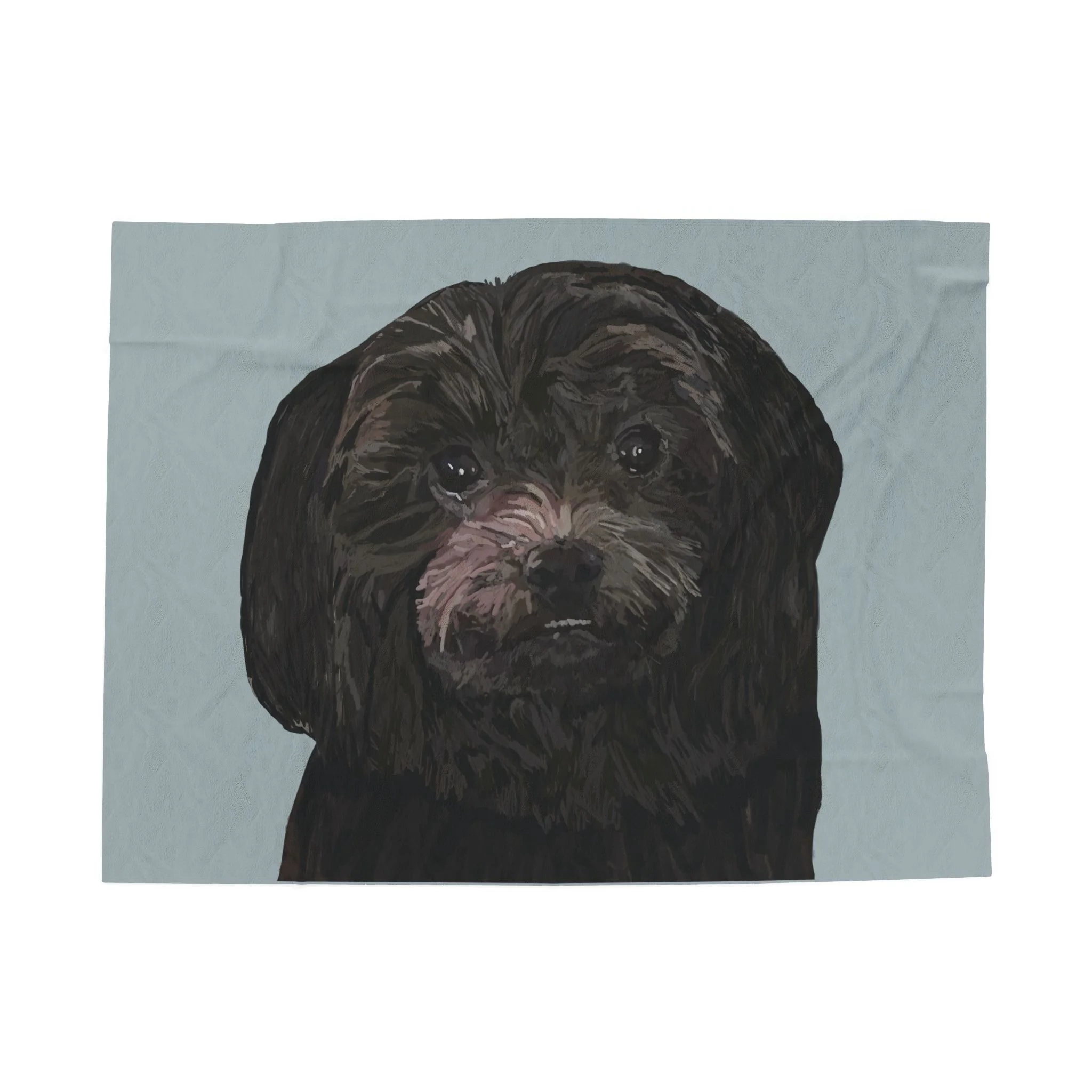 Black Maltipoo Portrait Velveteen Plush Blanket – Soft Dog Lover Throw 30" x 40"