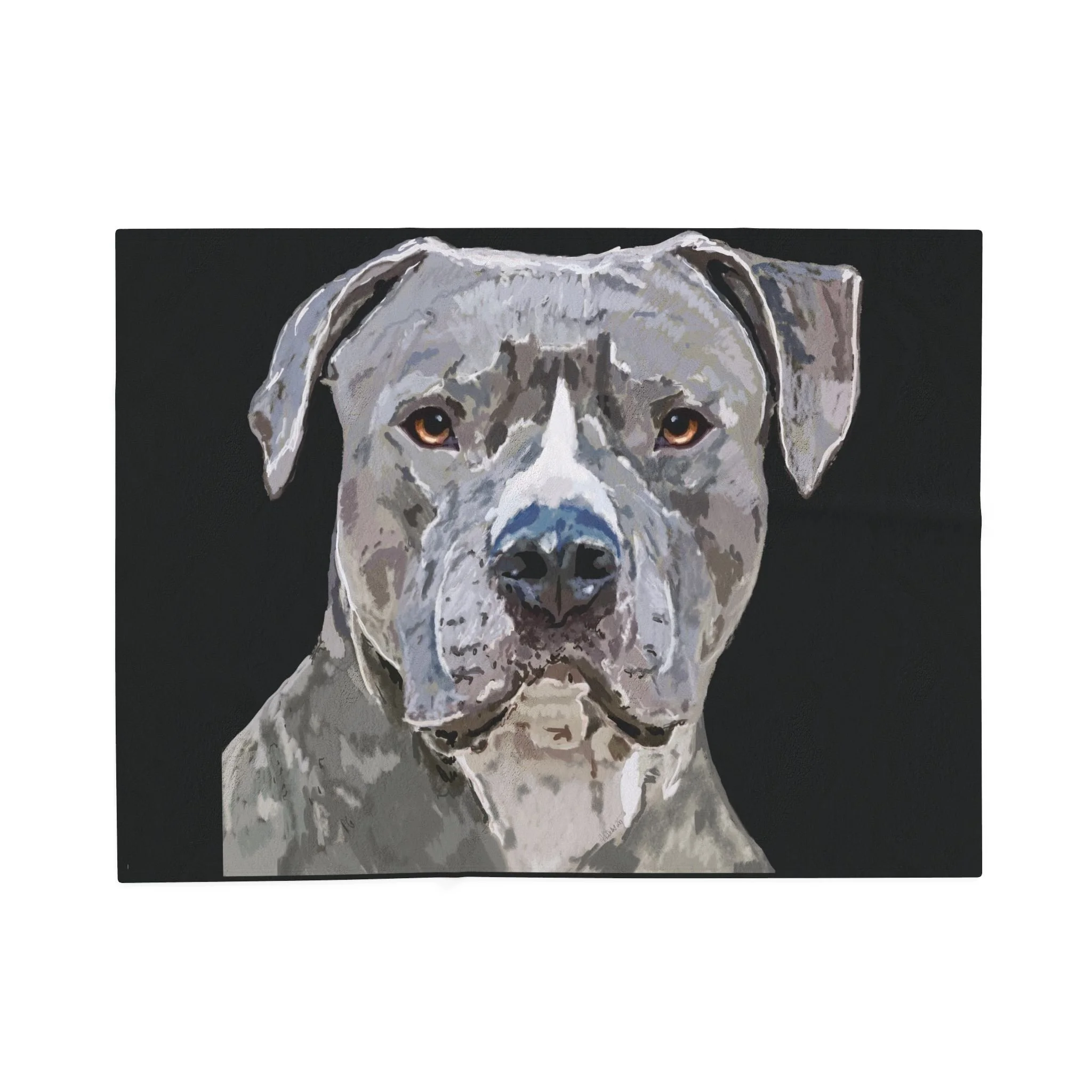 Pit bull portrait 30" × 40" Fleece blanket