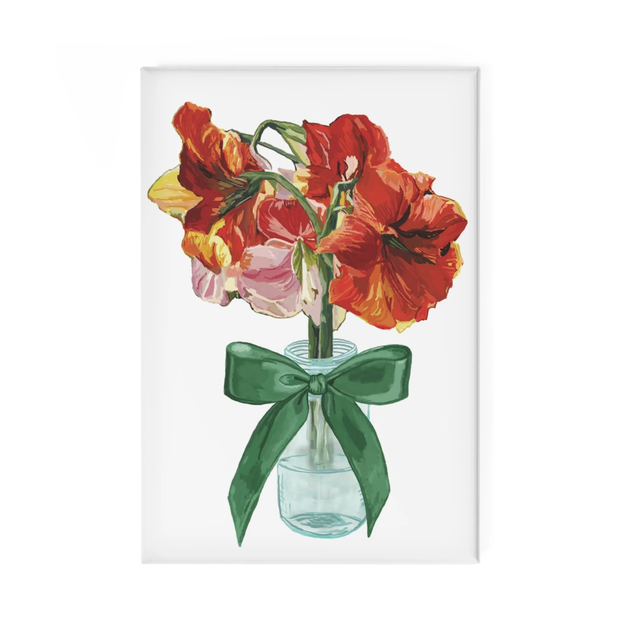 Red Amaryllis Bouquet Vase Rectangle Magnet — Refrigerator Magnet