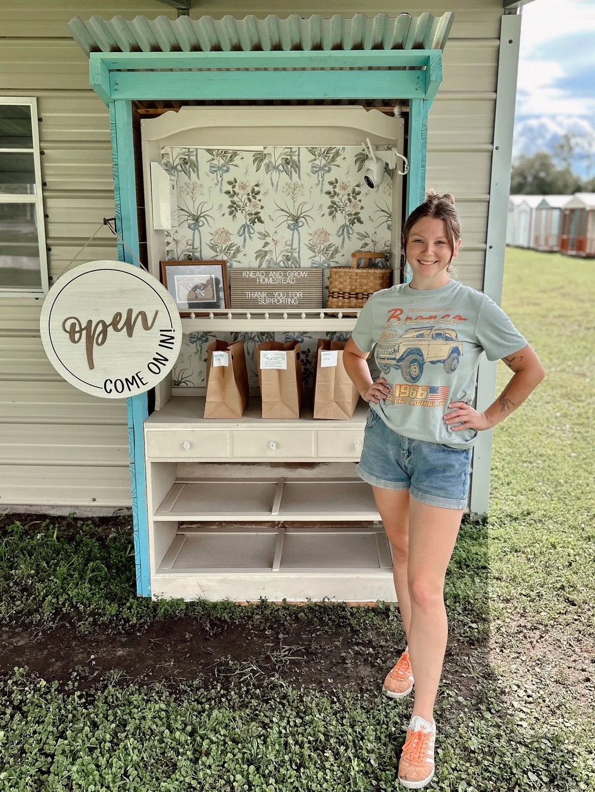 Knead and Grow Homestead's farm stand with fresh bread and baked goods made with mindful ingredients located at Handi Houses of St. Augustine in St. Augustine, FL