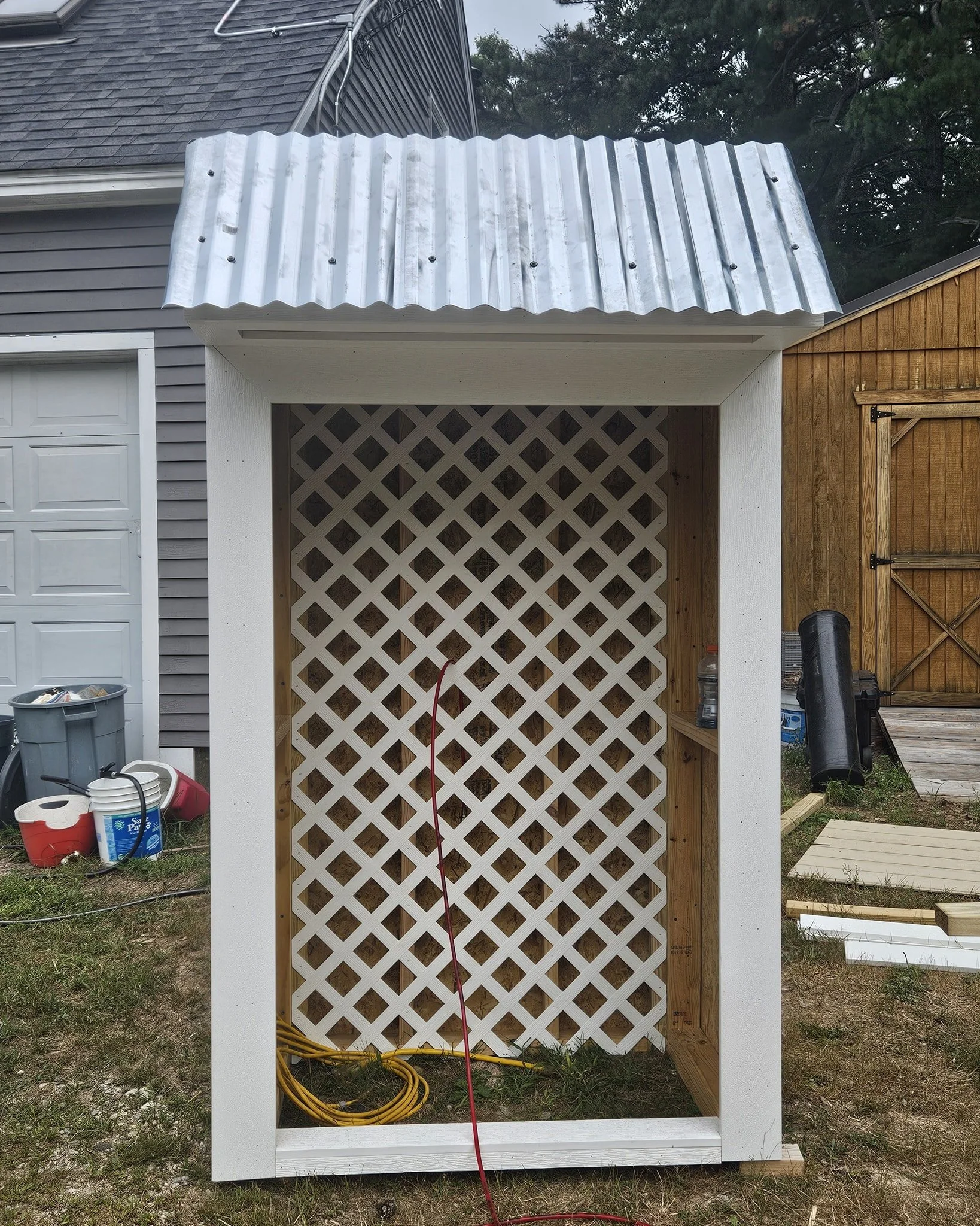 Almost done with our farmstand! Super excited! I love it. Michael Yergeau, you did an amazing job. I couldn't ask for anything better. Thank you, hunny, for making one of my dreams a reality. What's left: Shelving, placement, lights, signs, decor....
